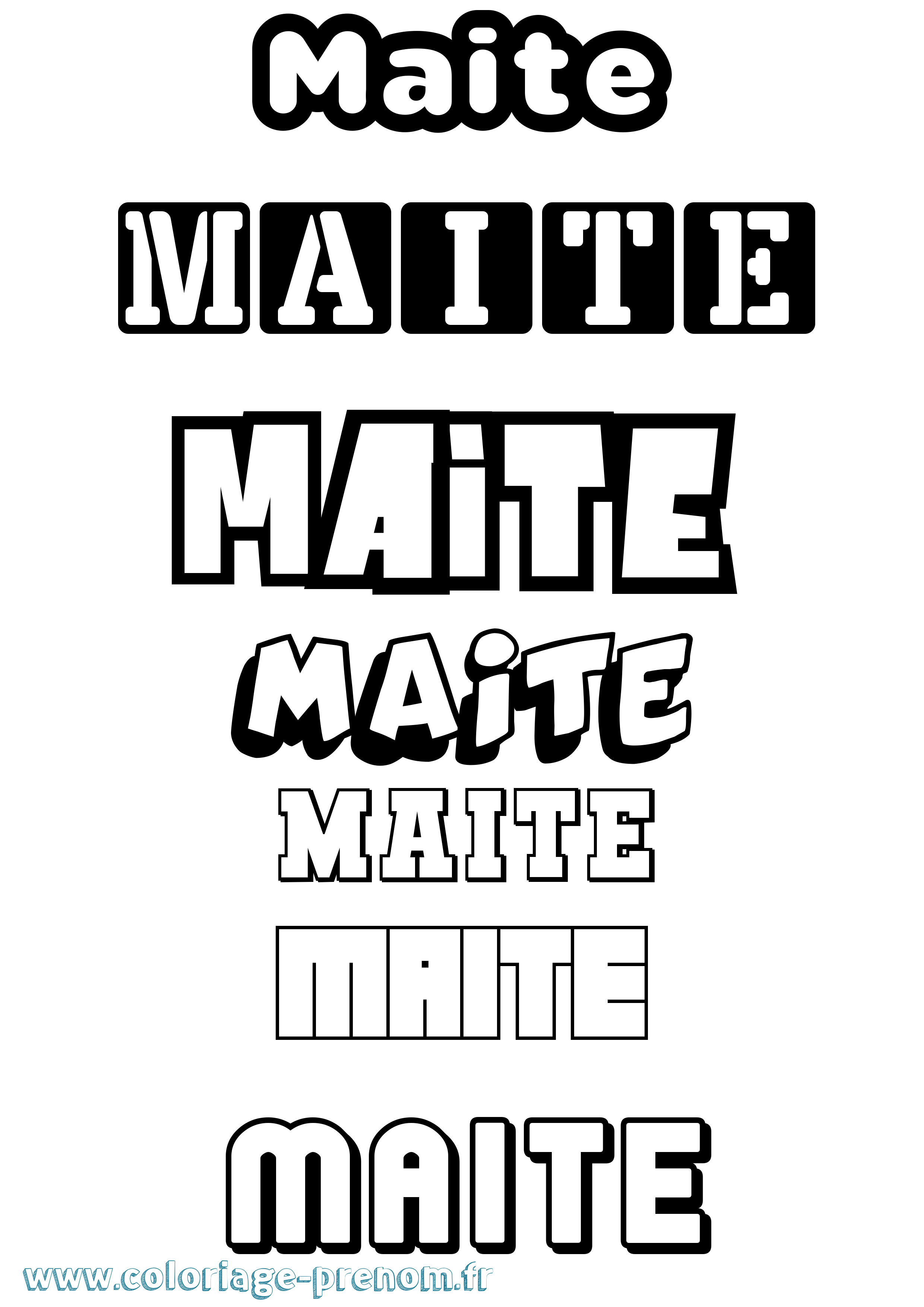 Coloriage prénom Maite Simple