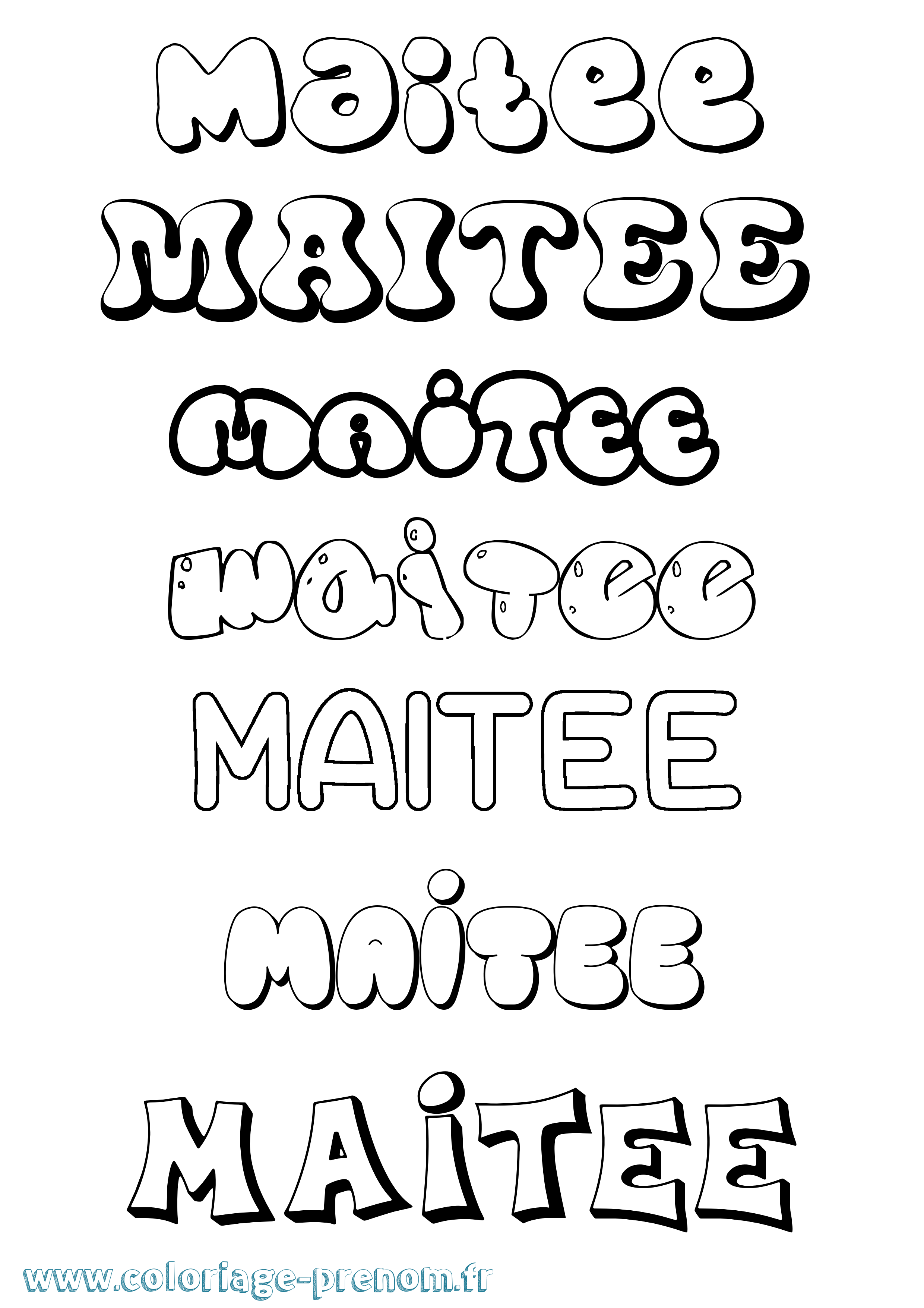 Coloriage Maitee Bubble Coloriage prénom Maitee Bubble
