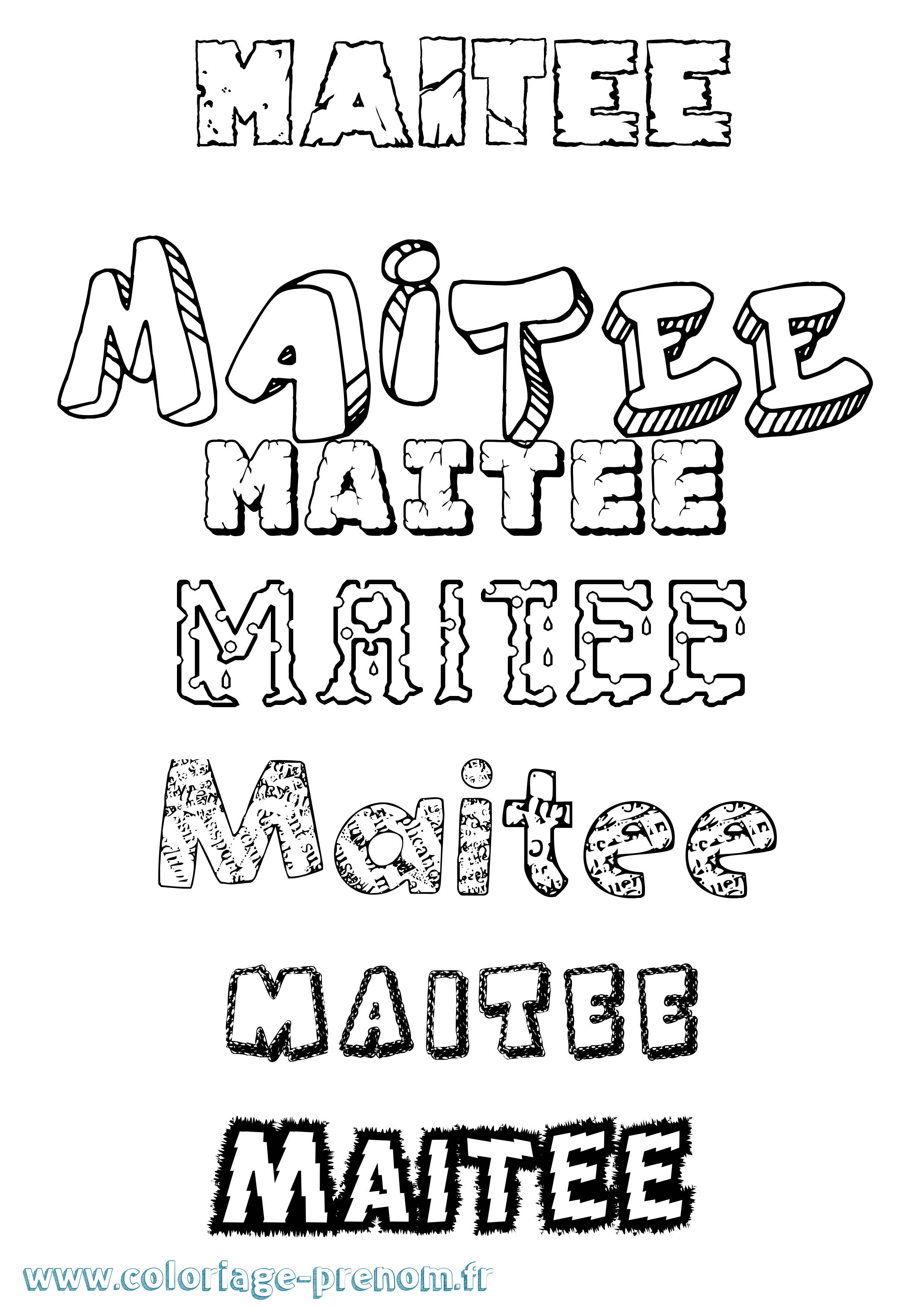 Coloriage prénom Maitee Destructuré
