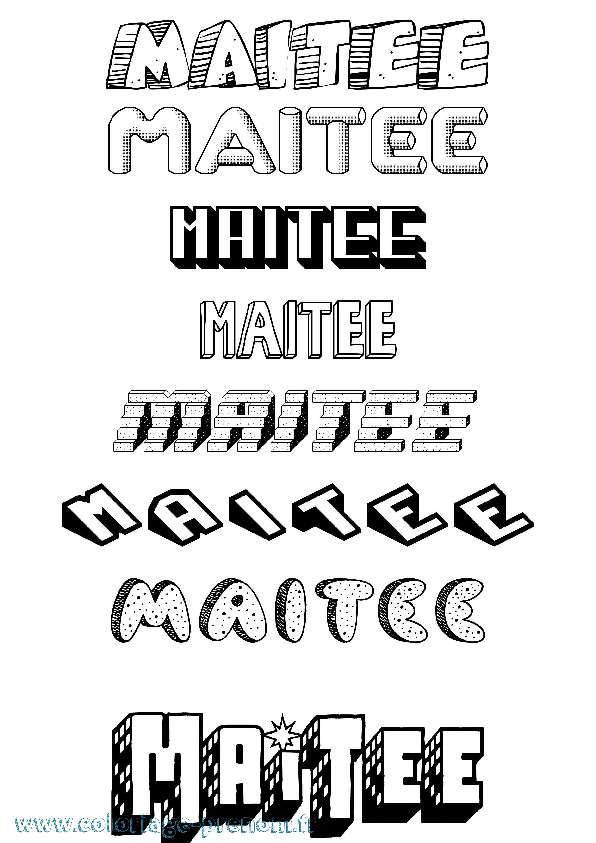Coloriage Maitee Effet 3D Coloriage prénom Maitee Effet 3D
