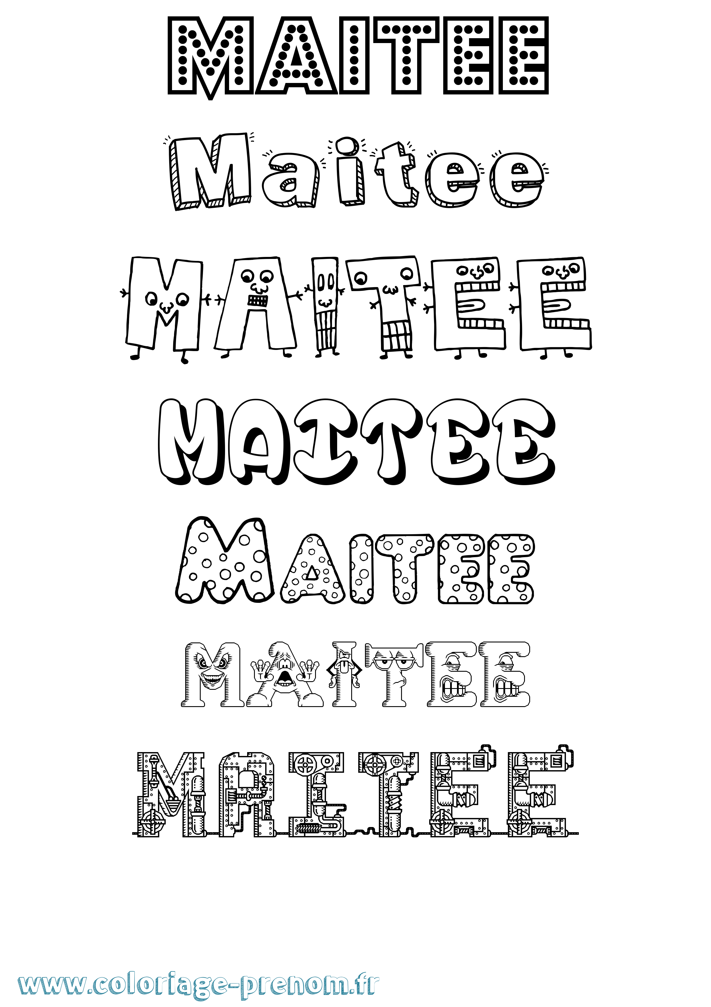 Coloriage prénom Maitee Fun