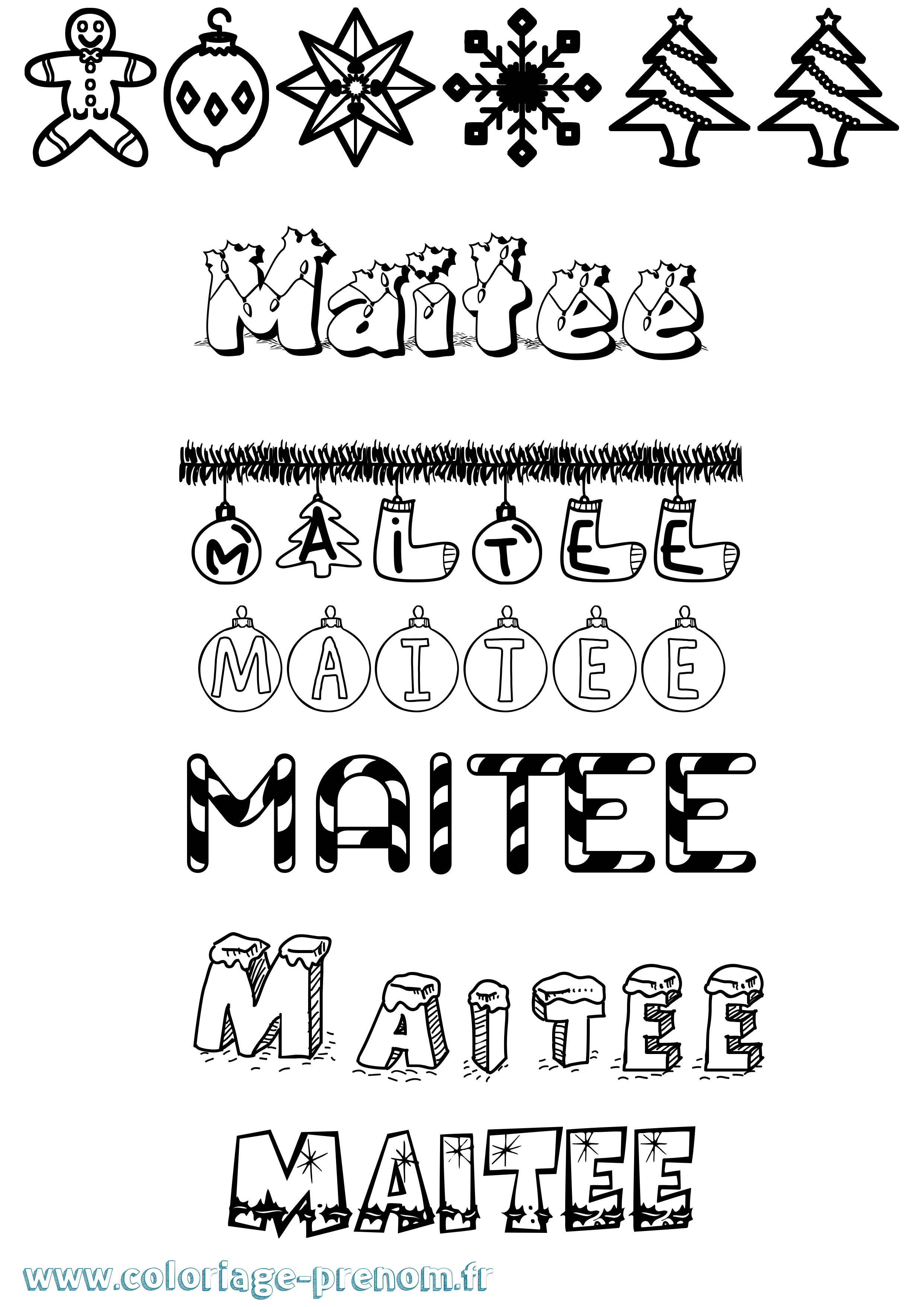 Coloriage Maitee Noël Coloriage prénom Maitee Noël