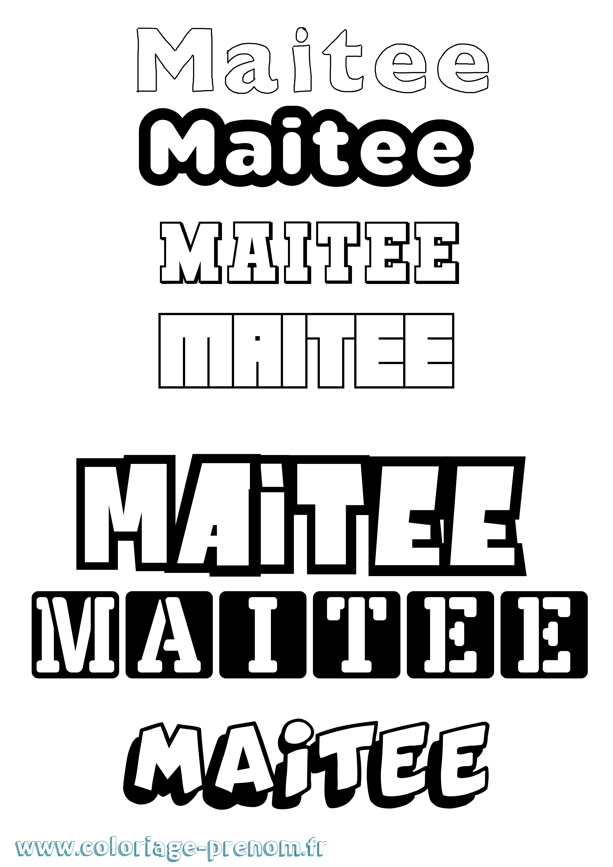 Coloriage prénom Maitee Simple