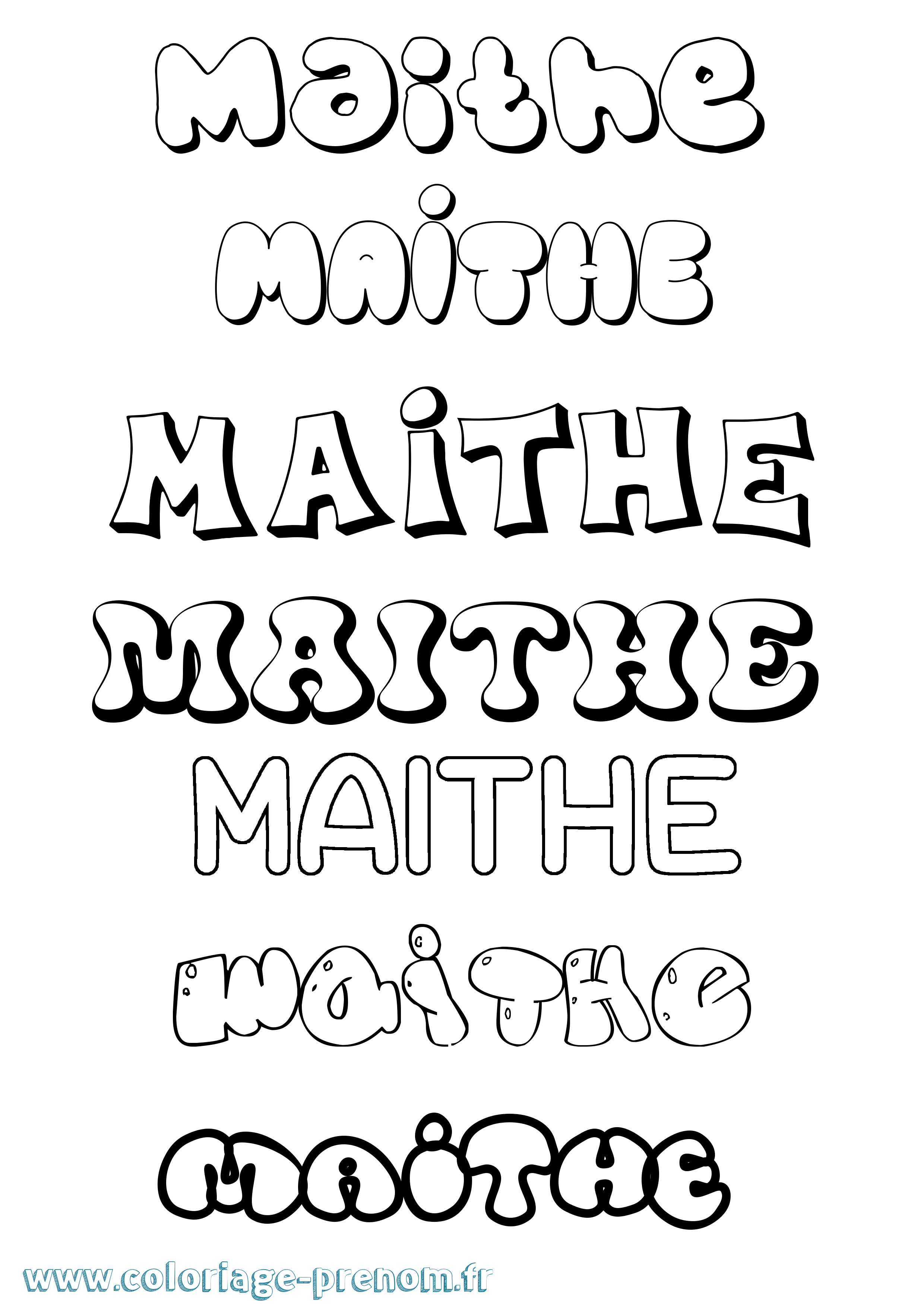 Coloriage prénom Maithe Bubble