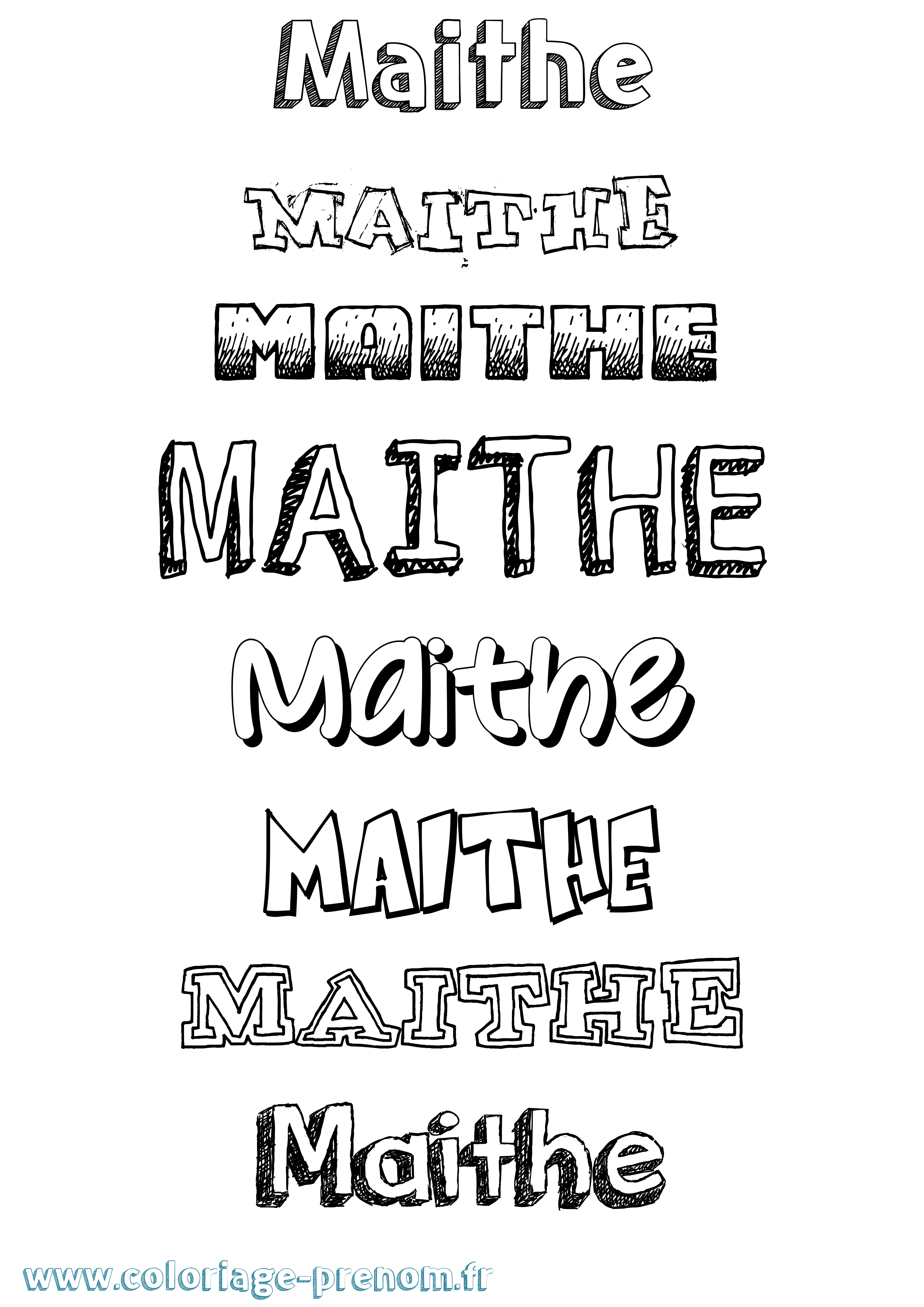 Coloriage prénom Maithe Dessiné