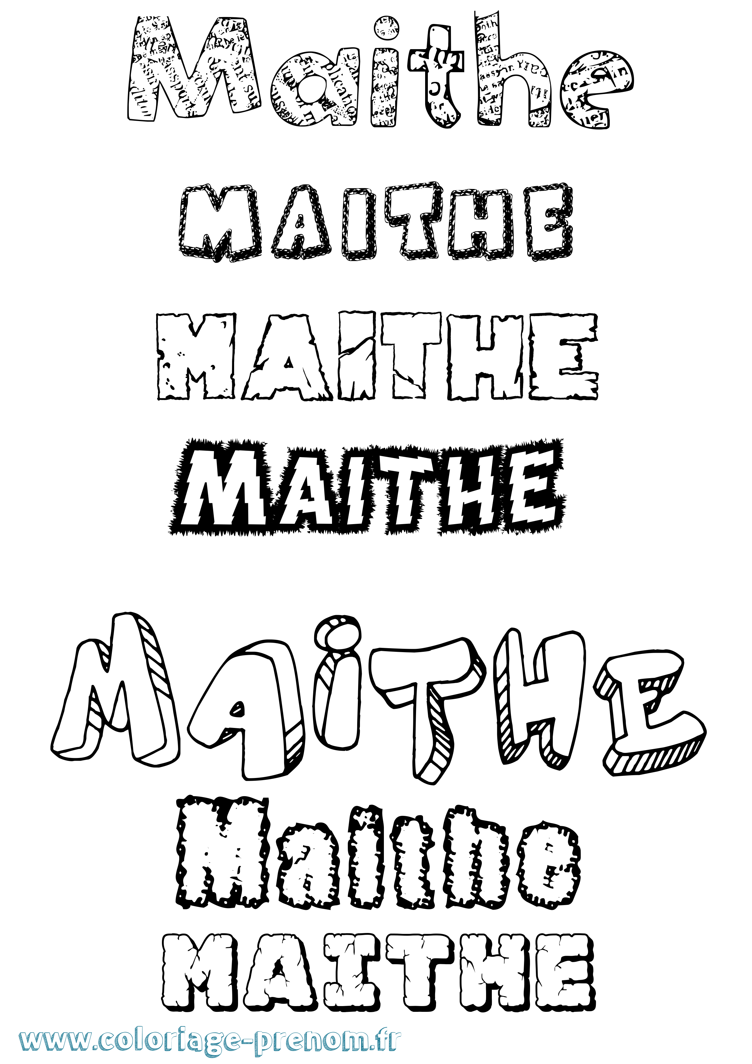 Coloriage prénom Maithe Destructuré