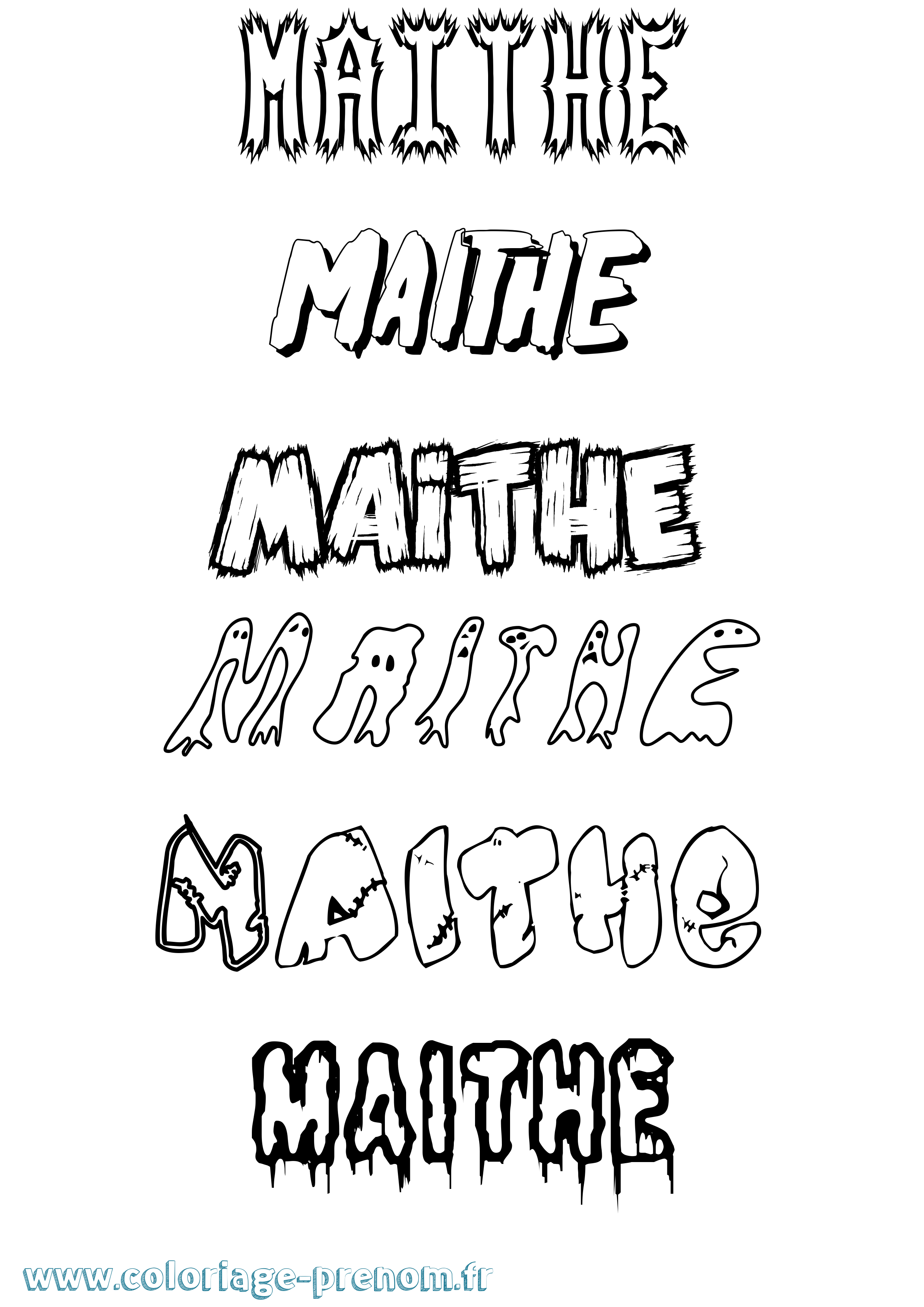 Coloriage prénom Maithe Frisson