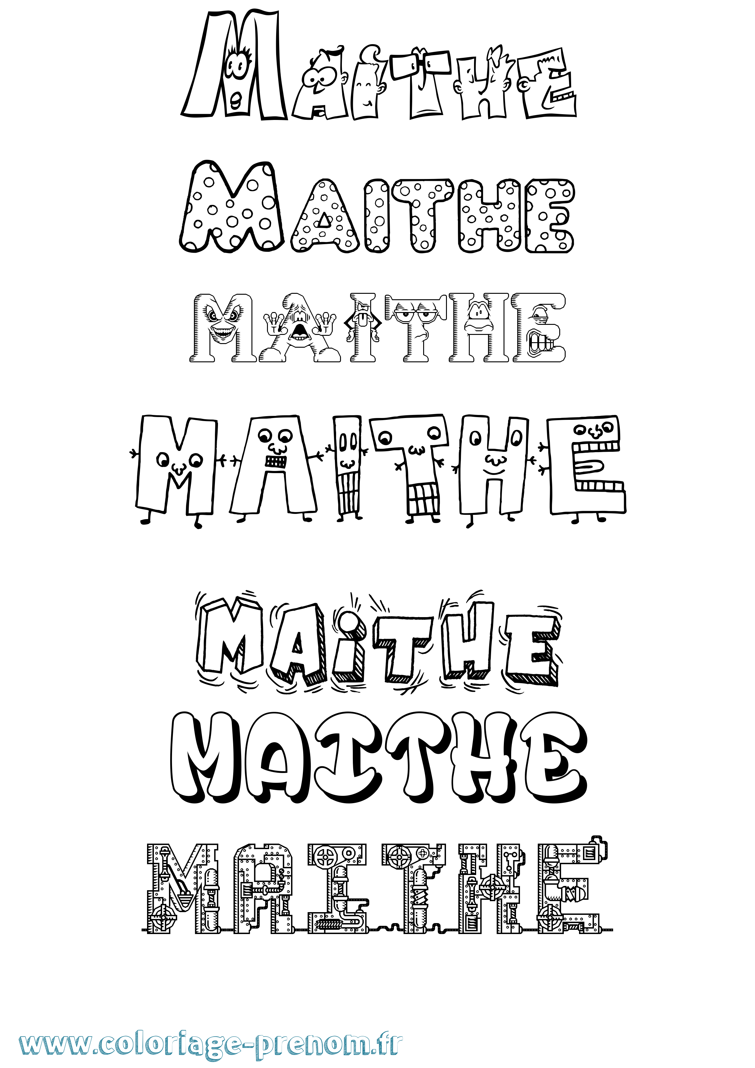 Coloriage prénom Maithe Fun