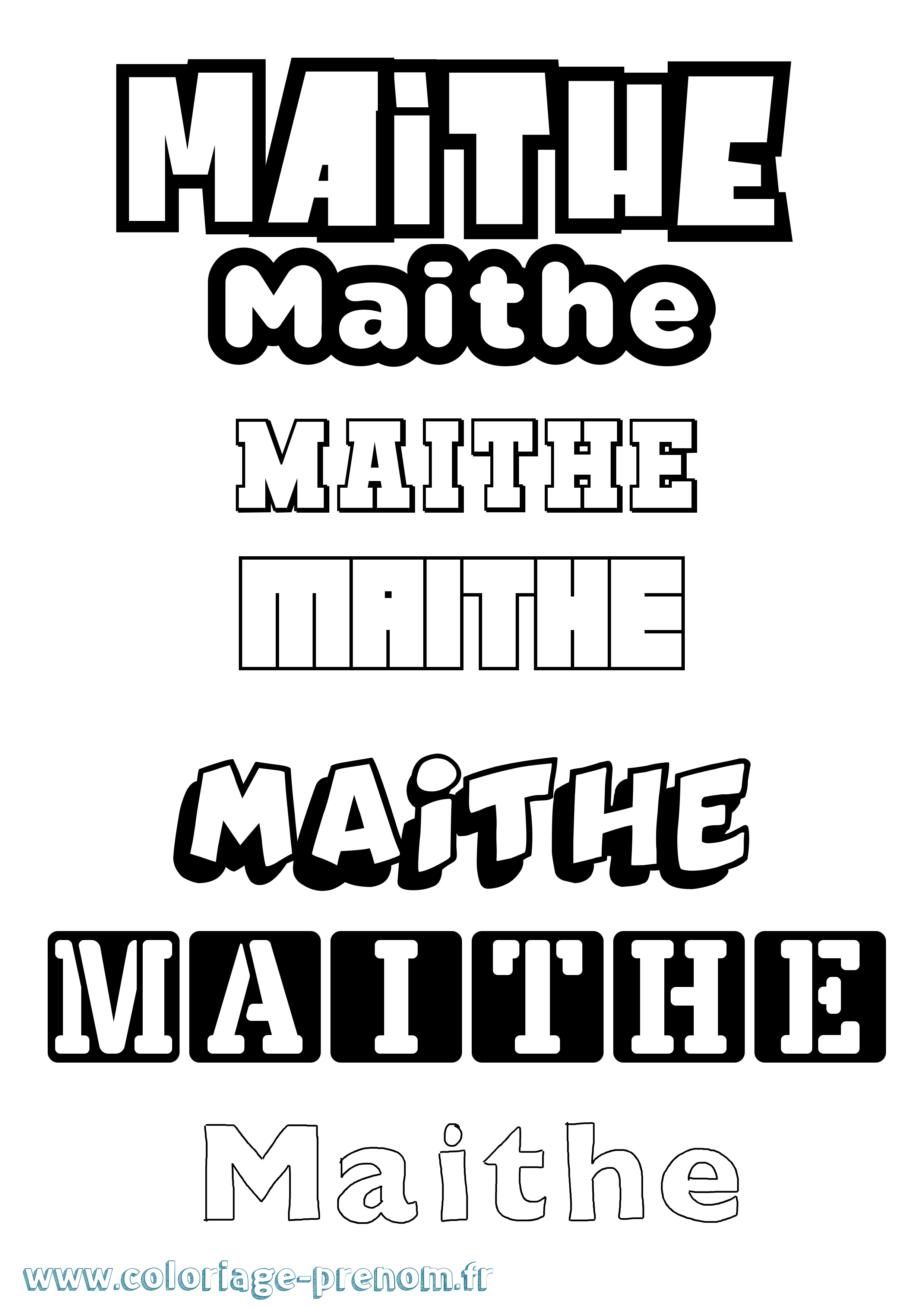 Coloriage prénom Maithe Simple