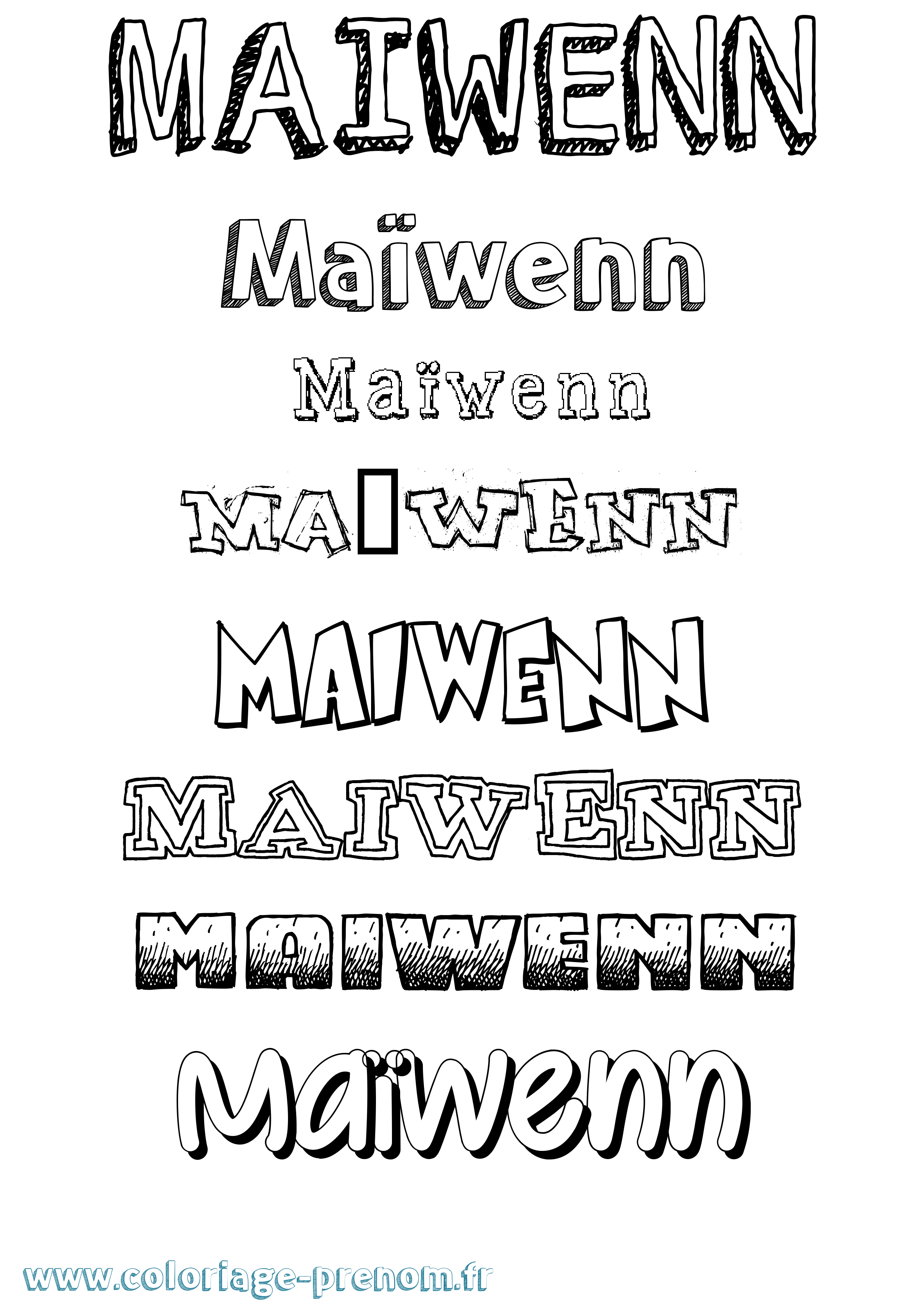 Coloriage prénom Maïwenn Dessiné