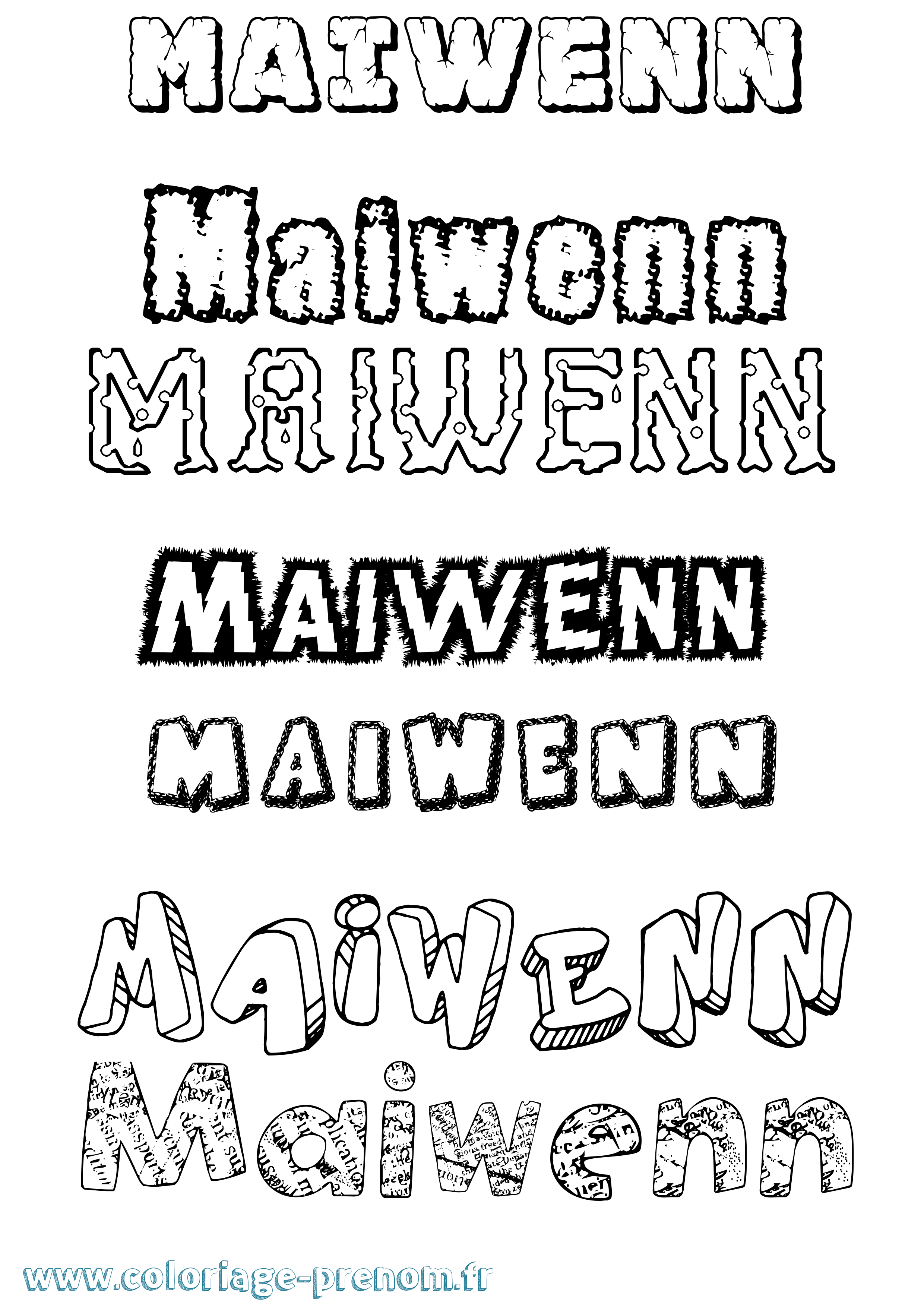 Coloriage prénom Maïwenn Destructuré