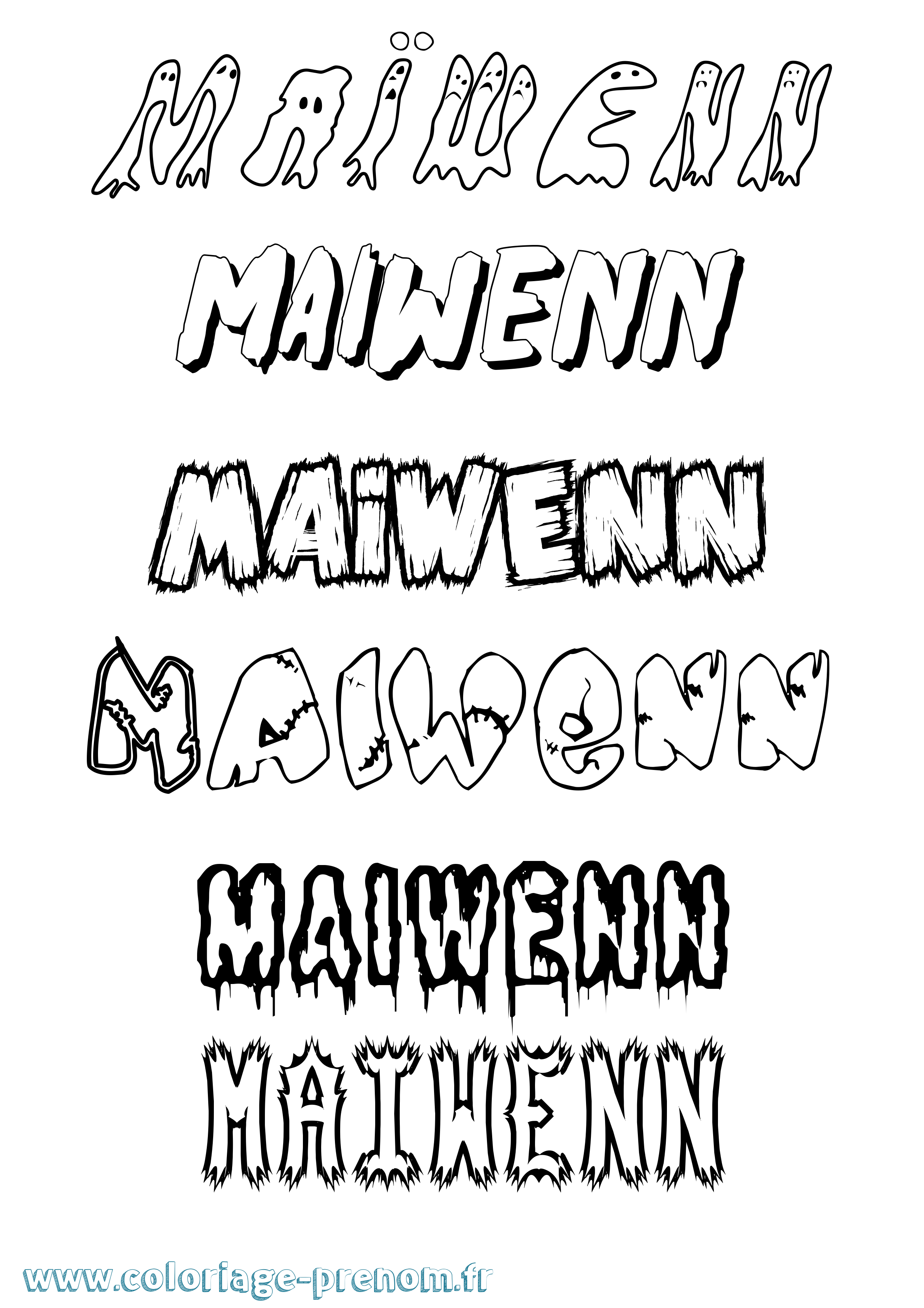 Coloriage prénom Maïwenn Frisson