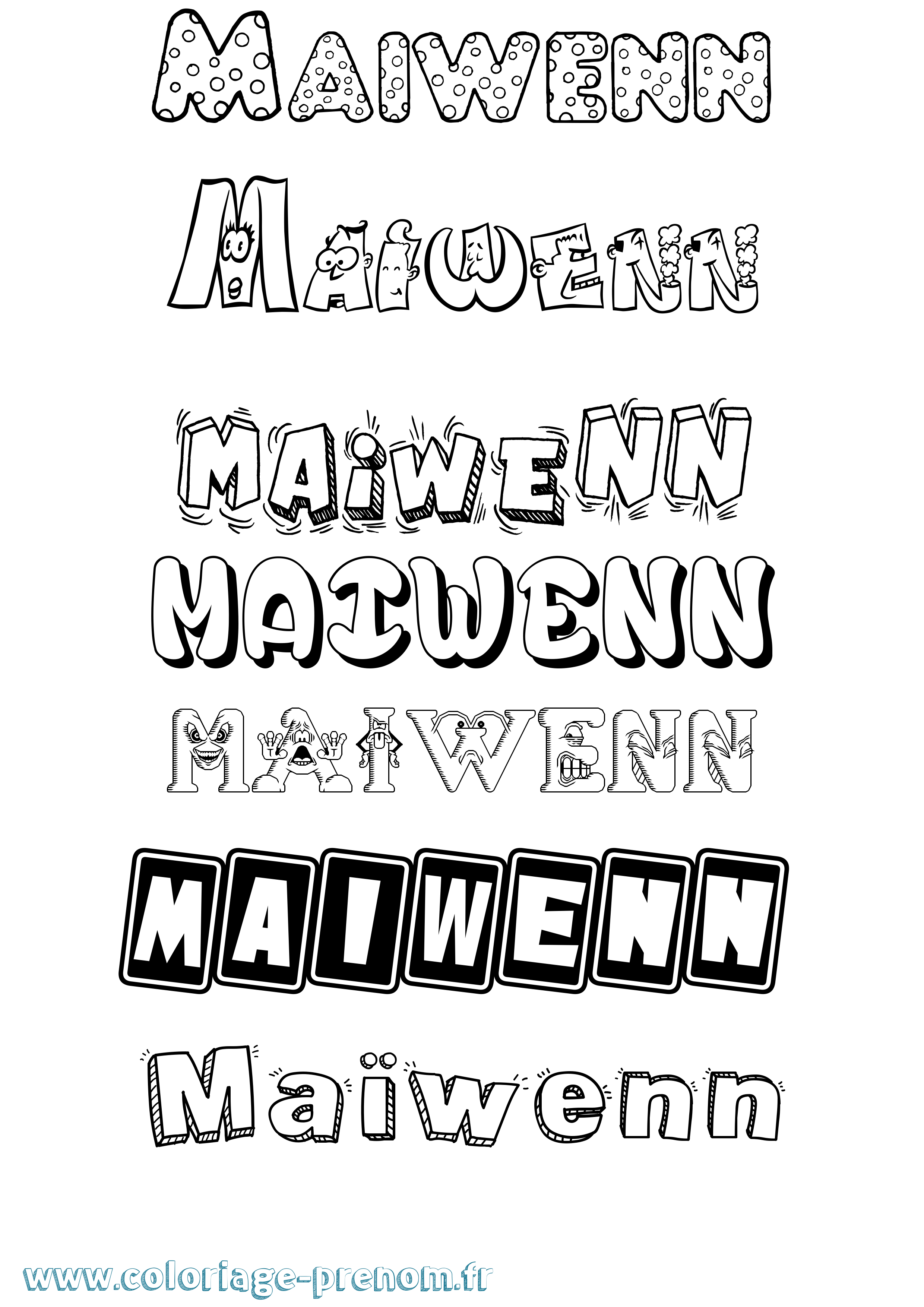 Coloriage prénom Maïwenn Fun