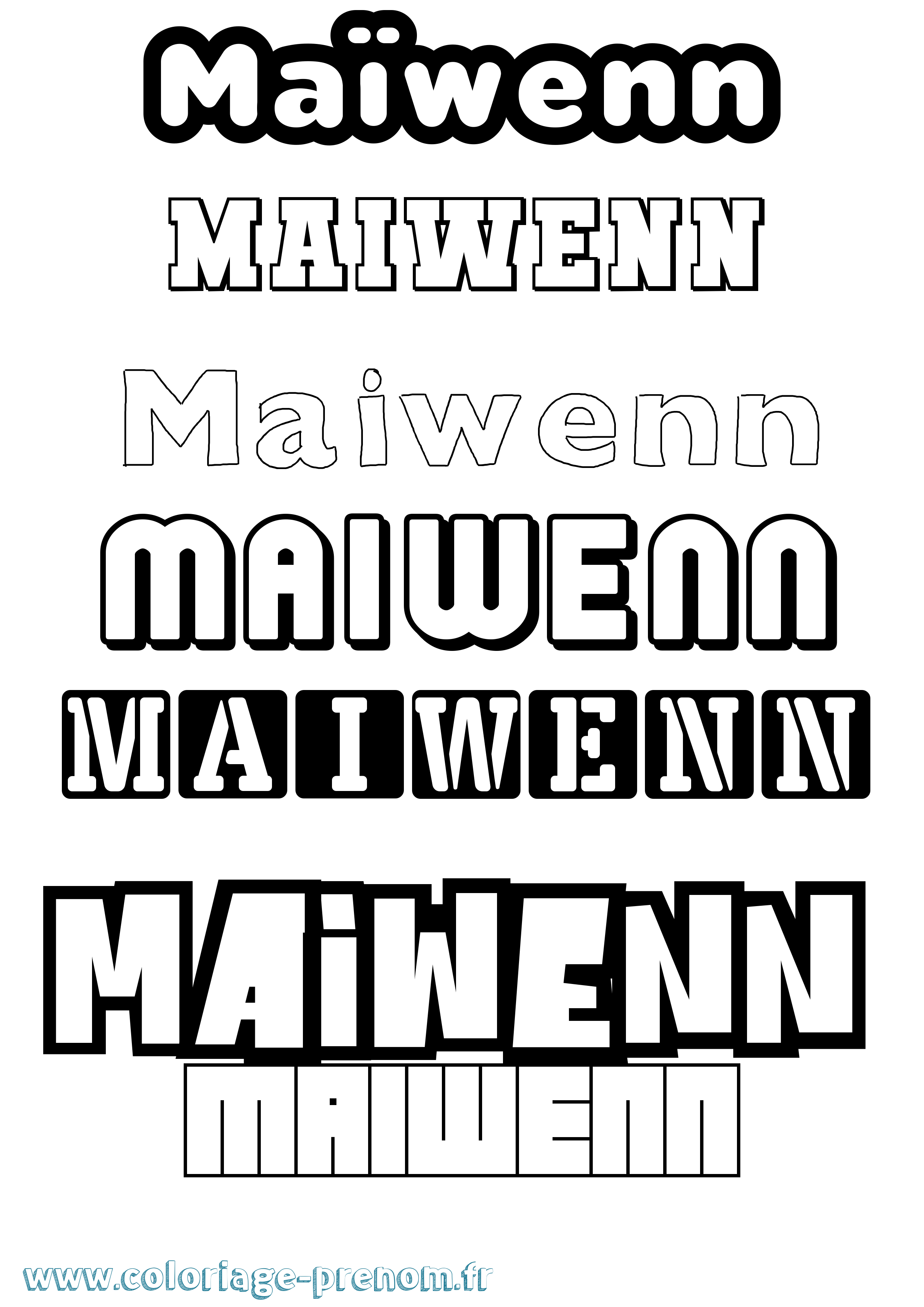 Coloriage prénom Maïwenn Simple