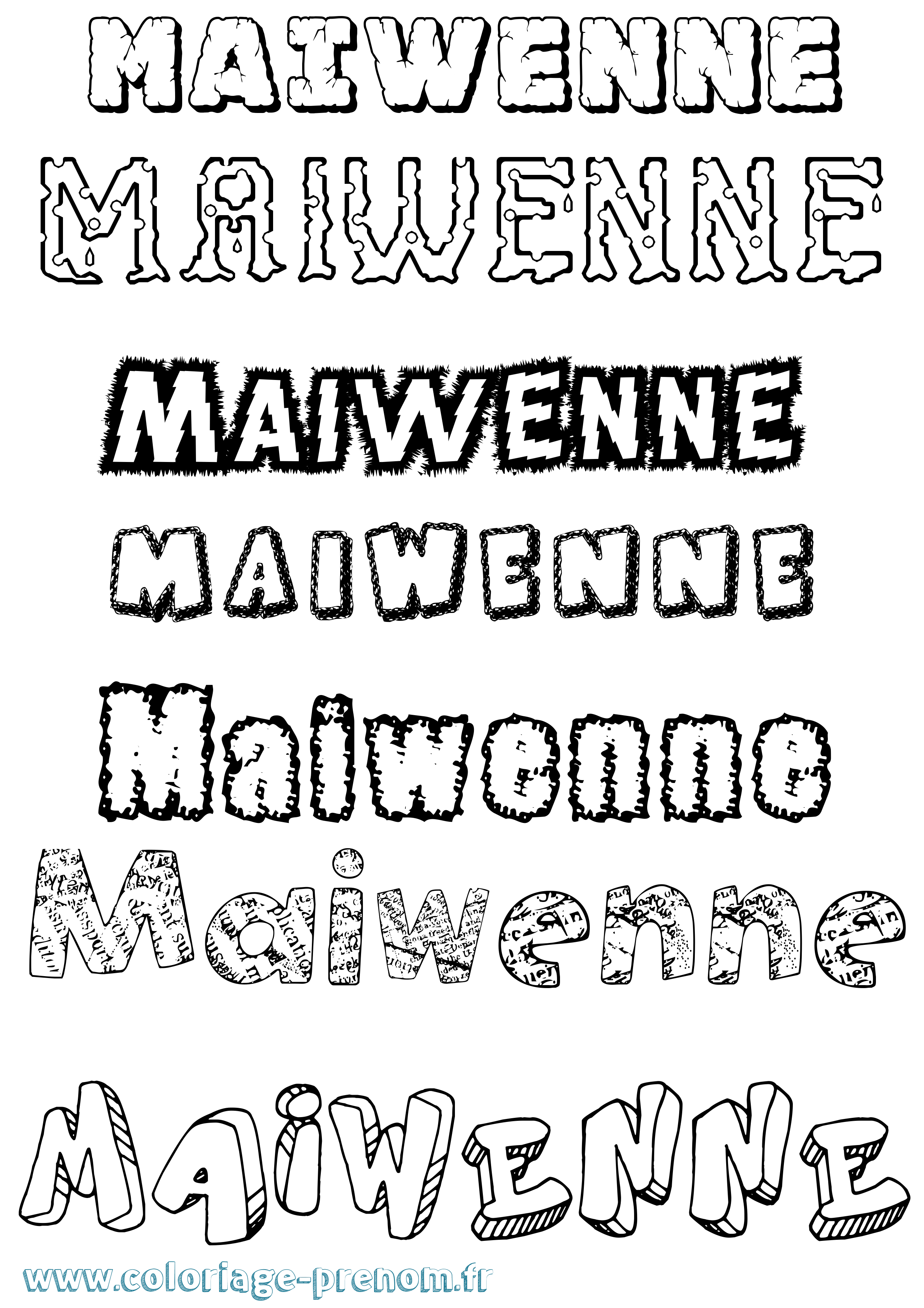 Coloriage prénom Maiwenne Destructuré
