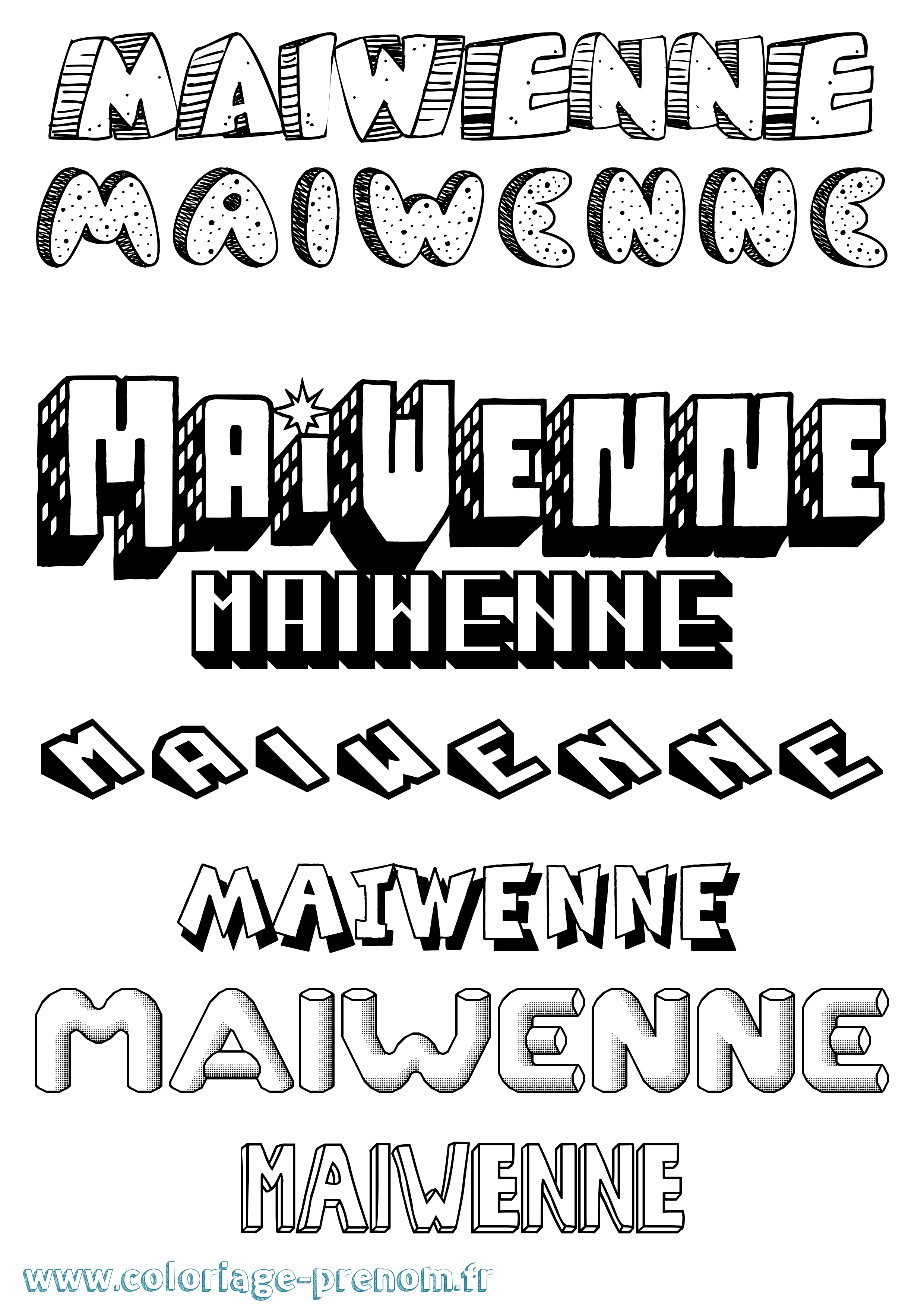 Coloriage prénom Maiwenne Effet 3D