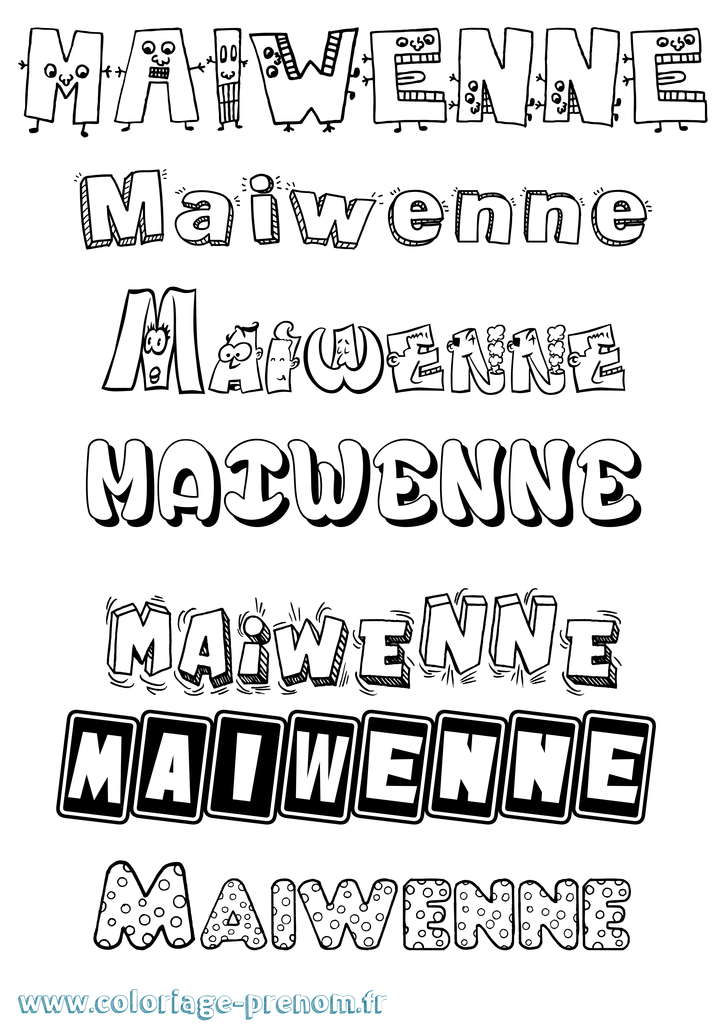 Coloriage prénom Maiwenne Fun