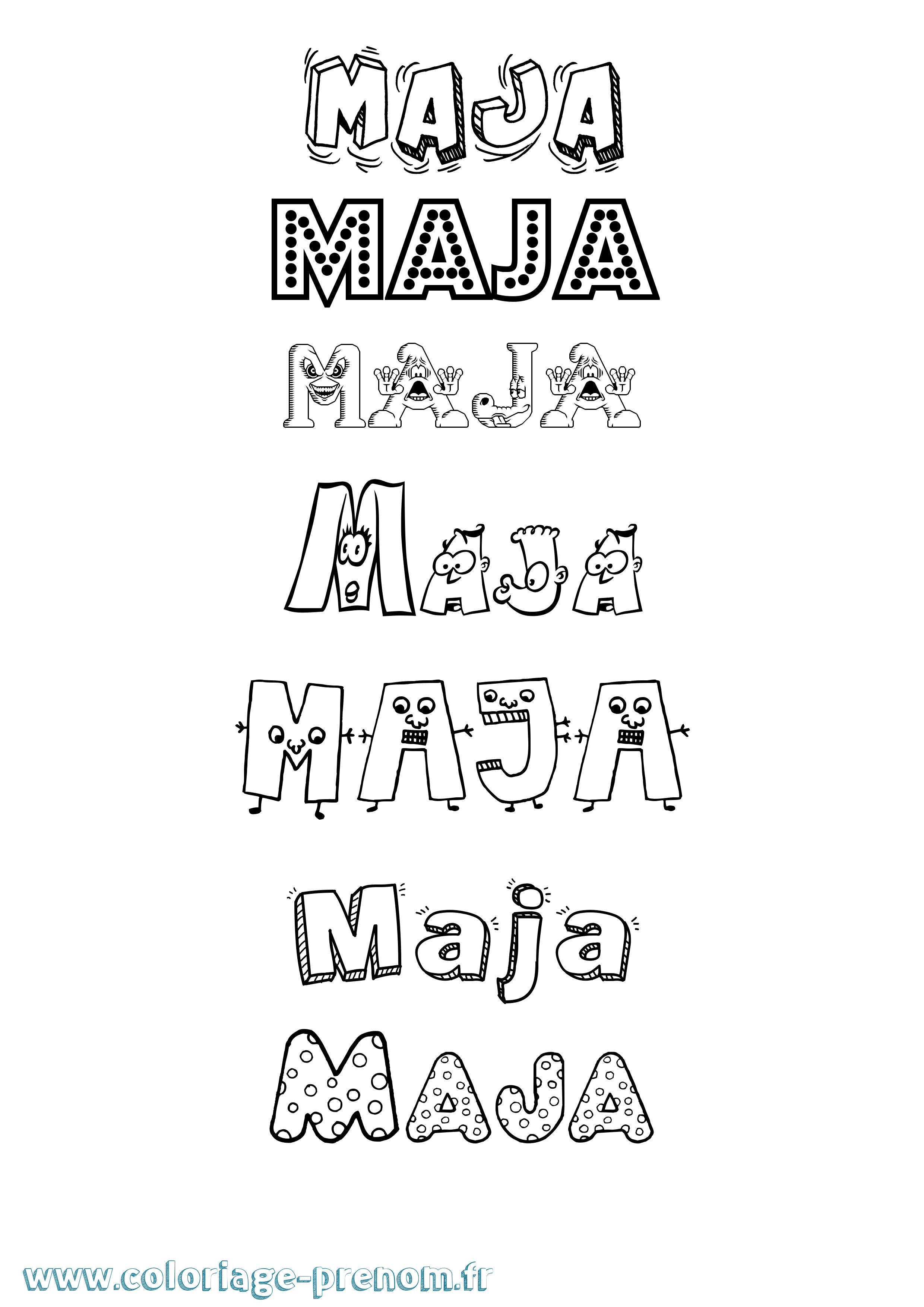 Coloriage prénom Maja Fun