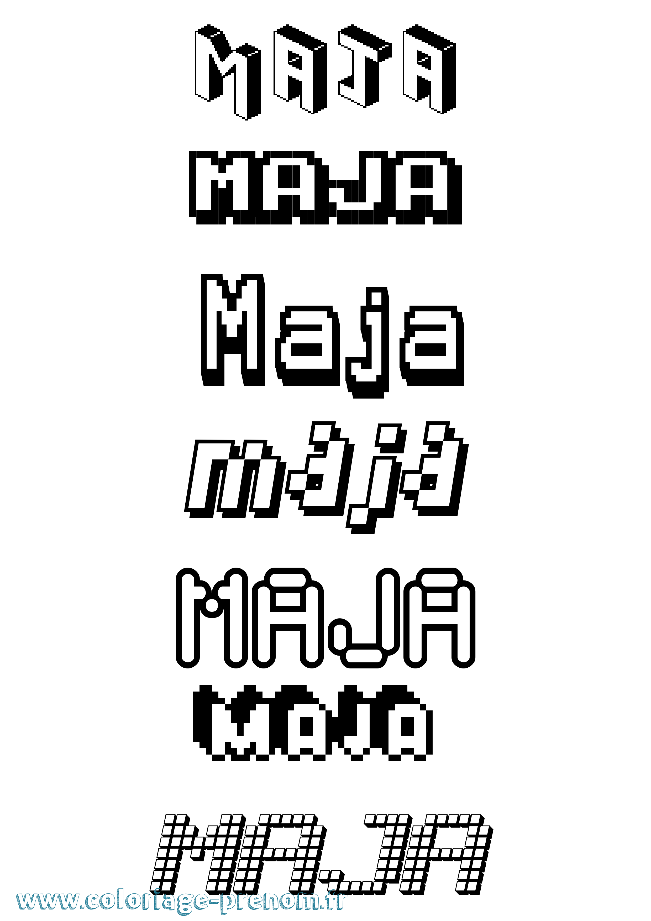 Coloriage prénom Maja Pixel