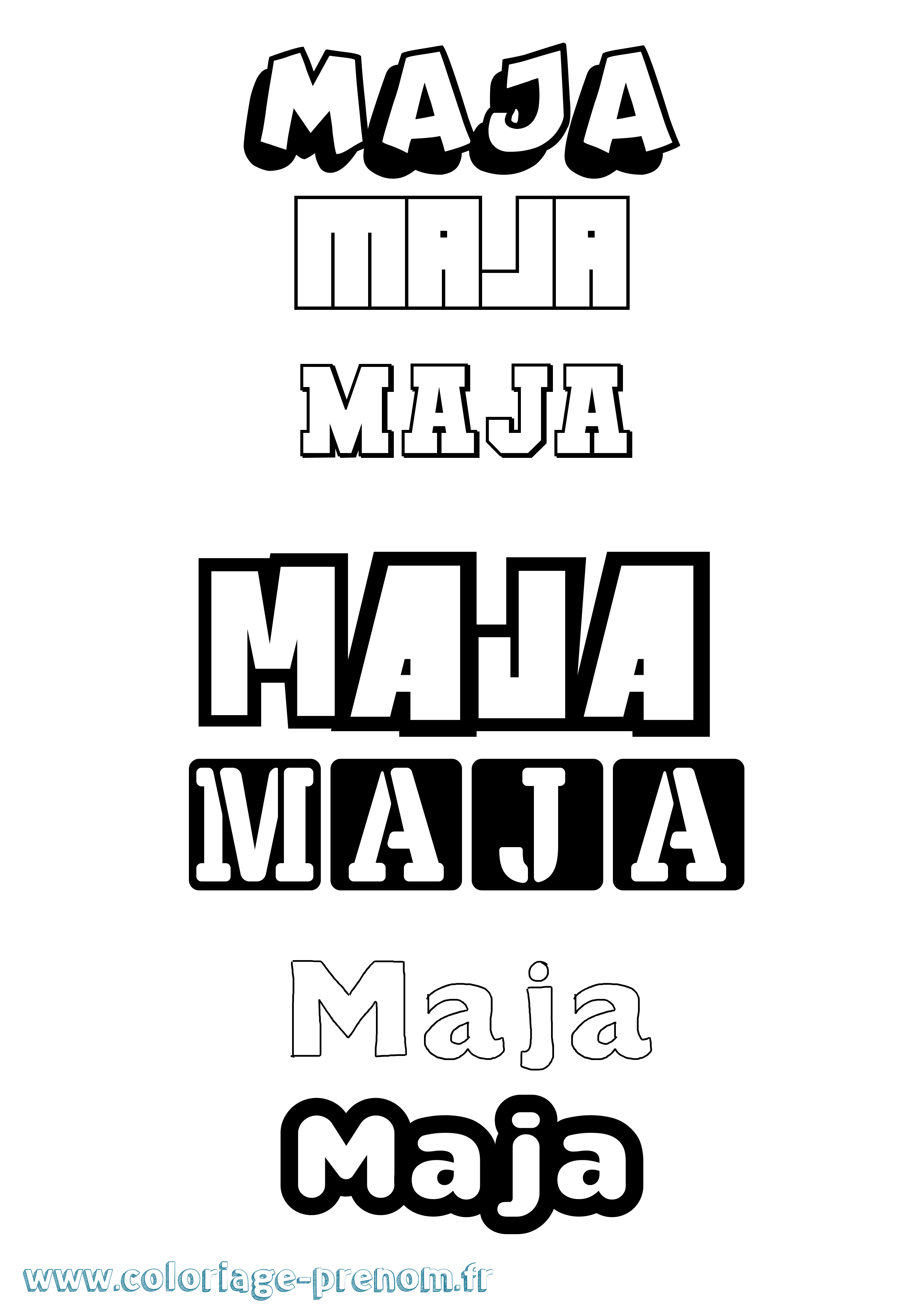 Coloriage prénom Maja Simple
