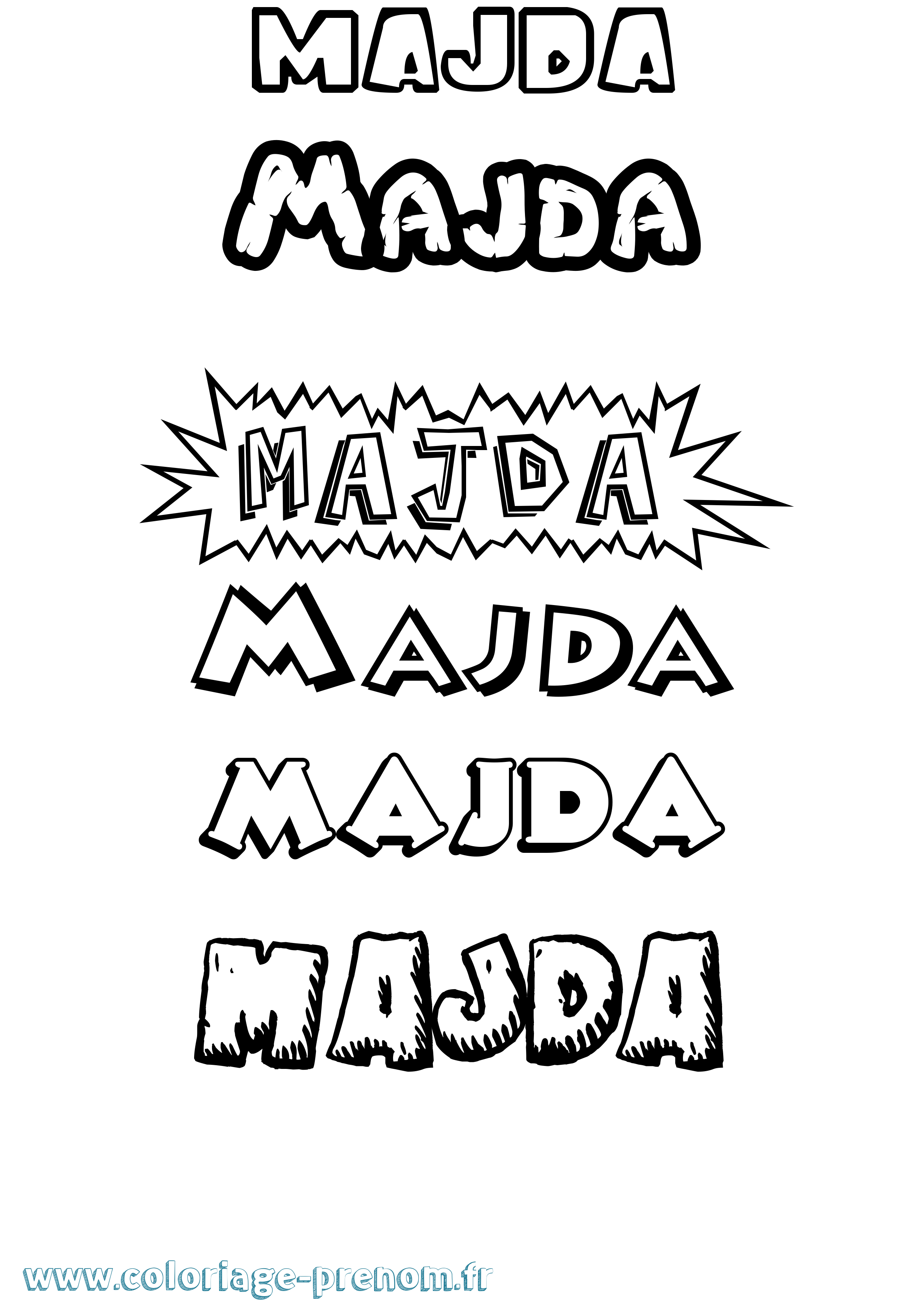Coloriage Majda Dessin Animé Coloriage prénom Majda Dessin Animé