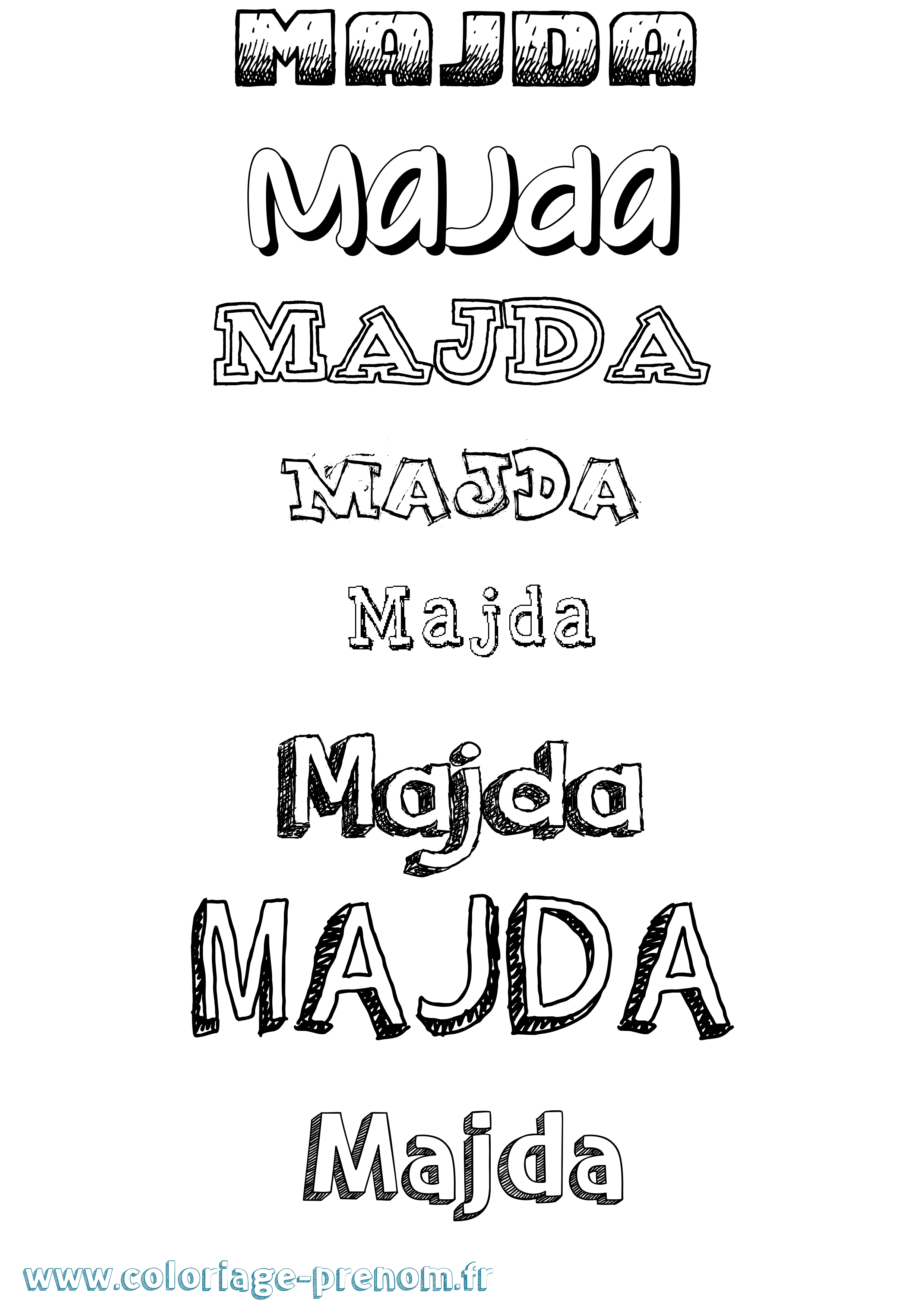 Coloriage prénom Majda Dessiné