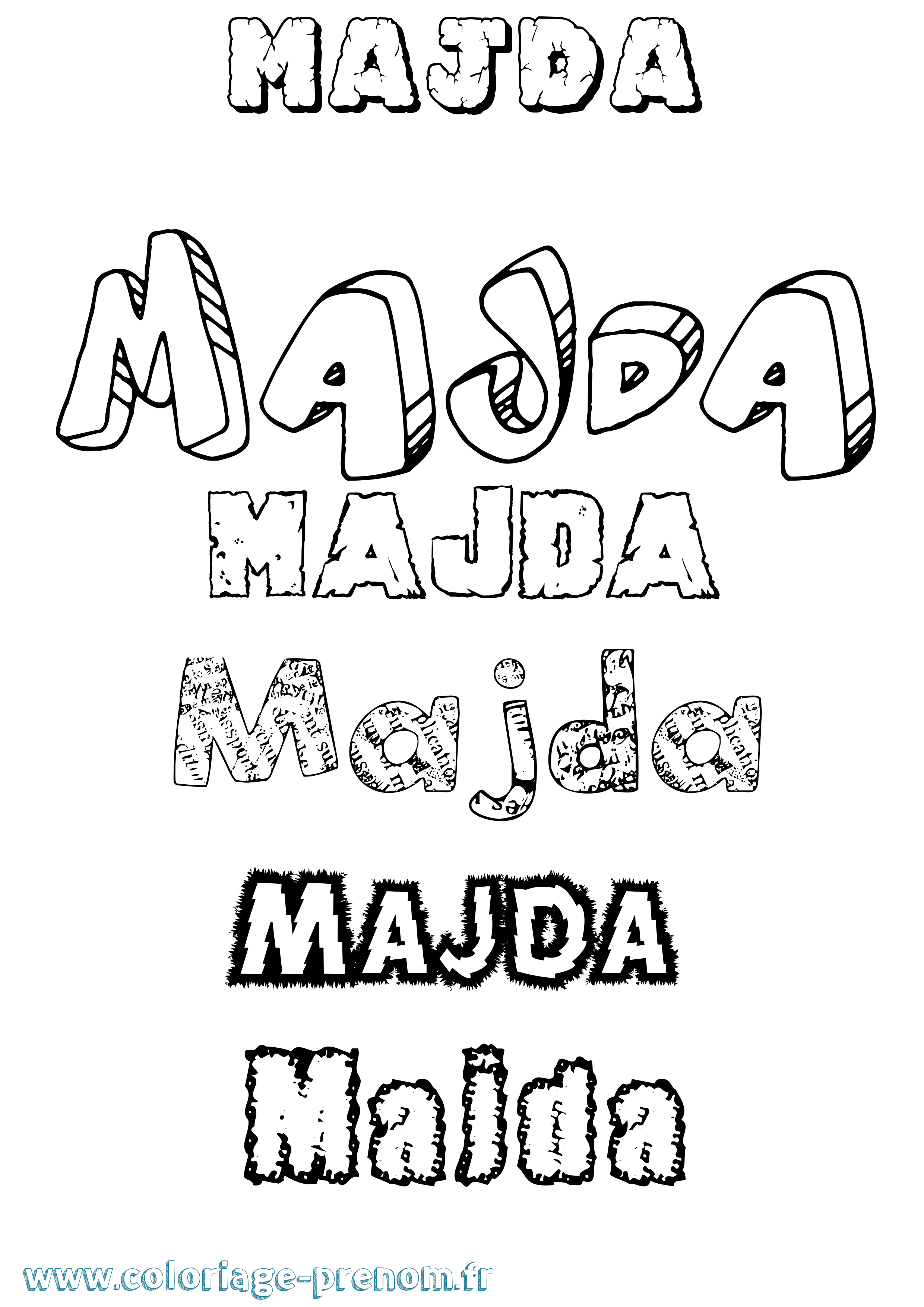 Coloriage prénom Majda Destructuré