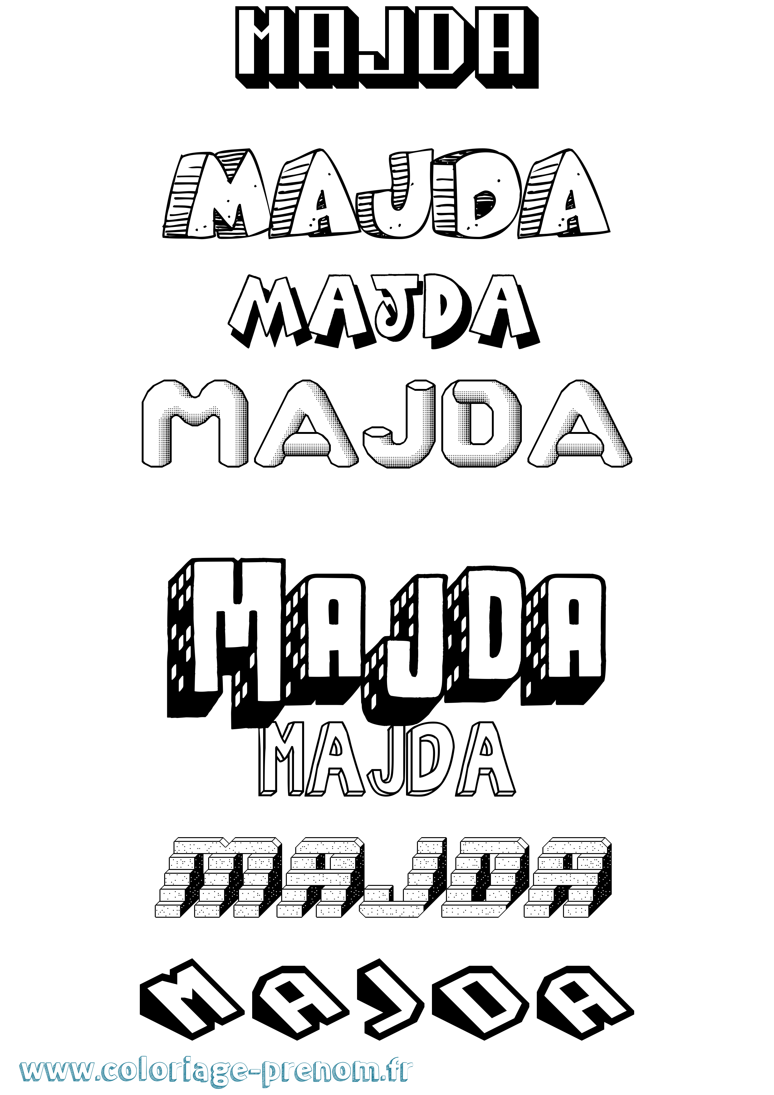 Coloriage Majda Effet 3D Coloriage prénom Majda Effet 3D