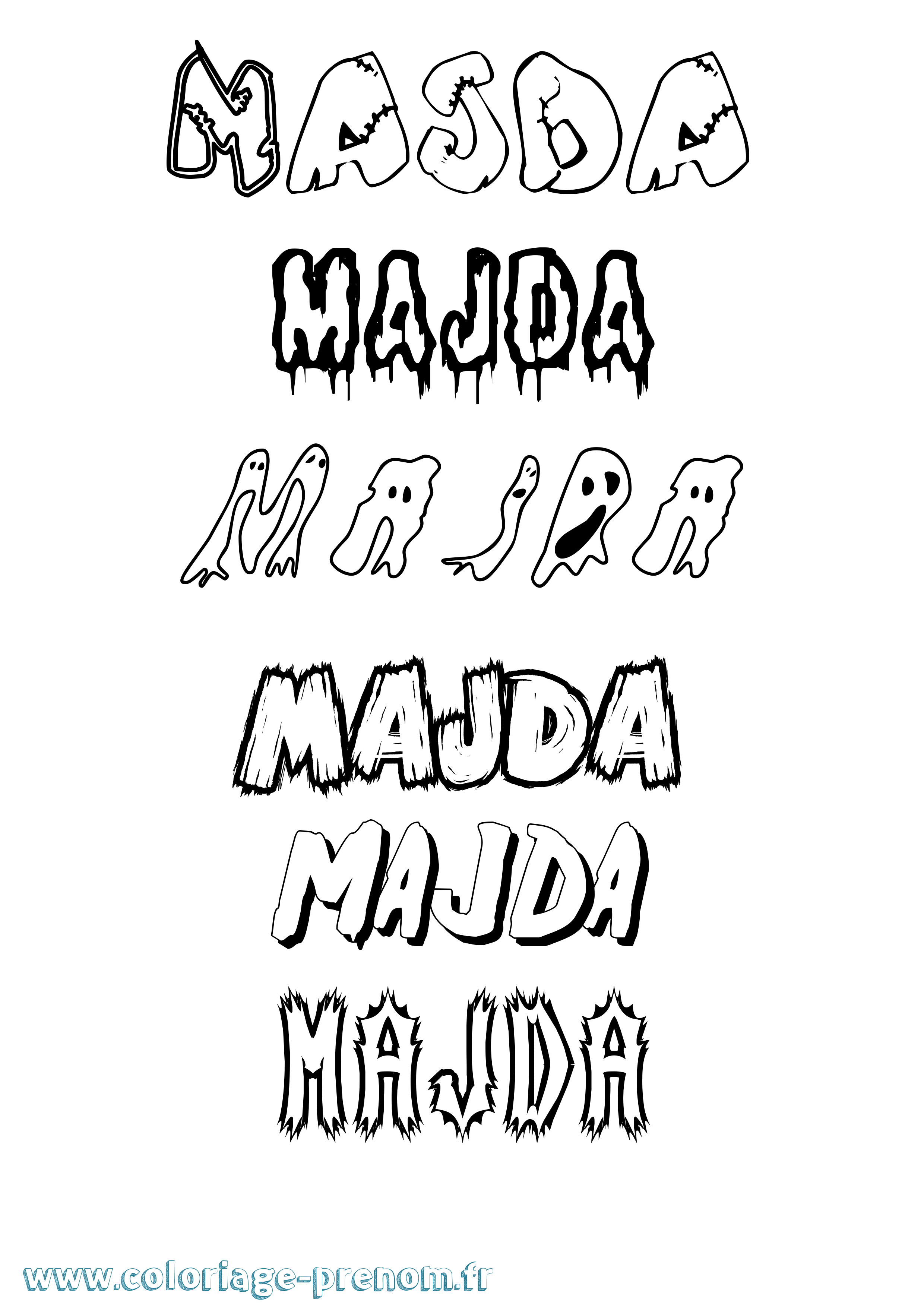 Coloriage Majda Frisson Coloriage prénom Majda Frisson