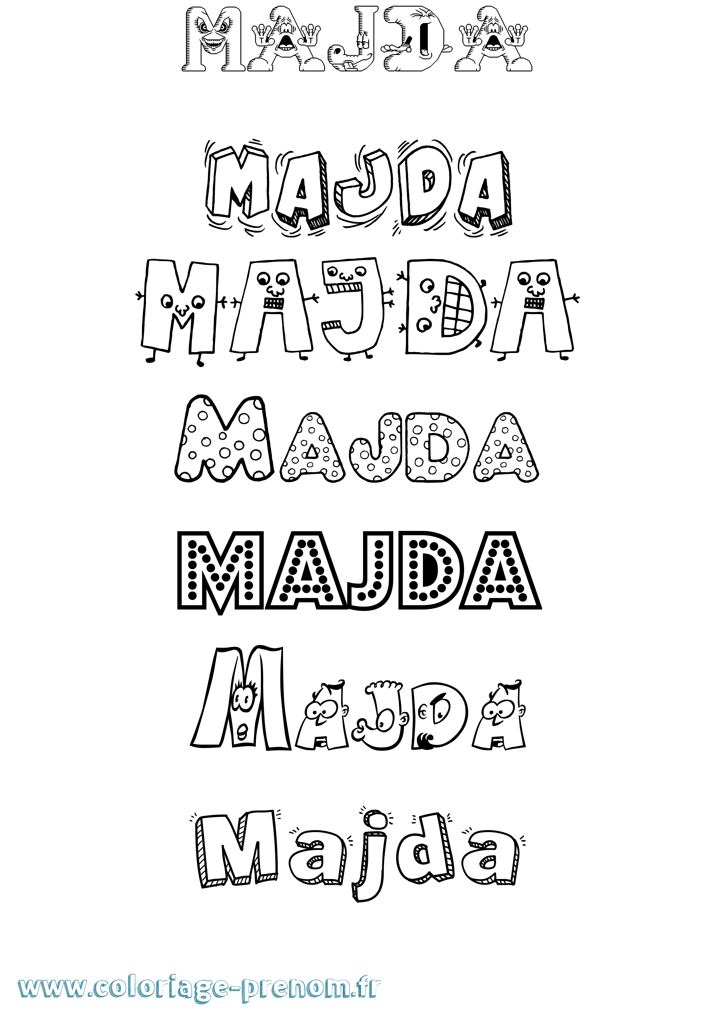 Coloriage prénom Majda Fun
