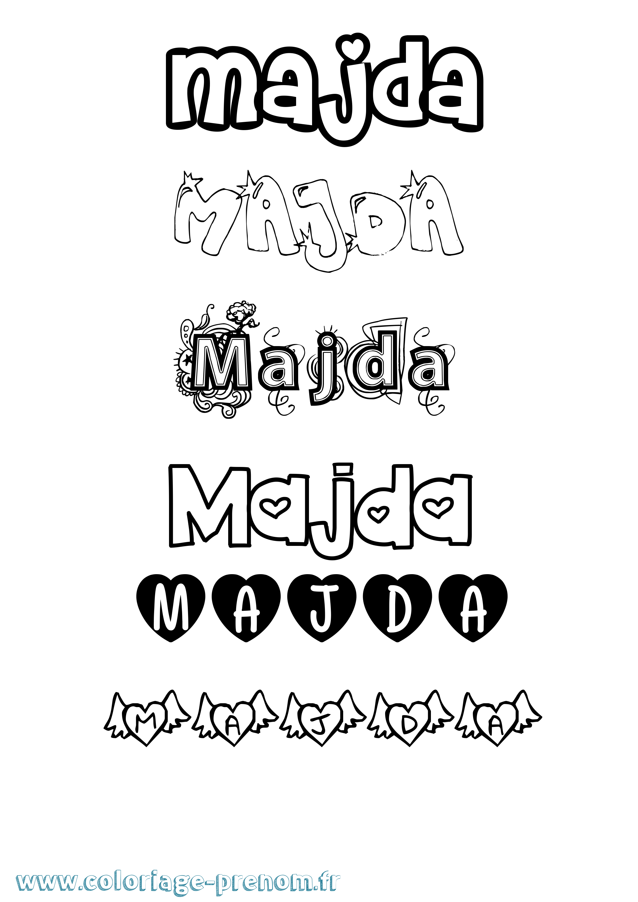 Coloriage Majda Girly Coloriage prénom Majda Girly