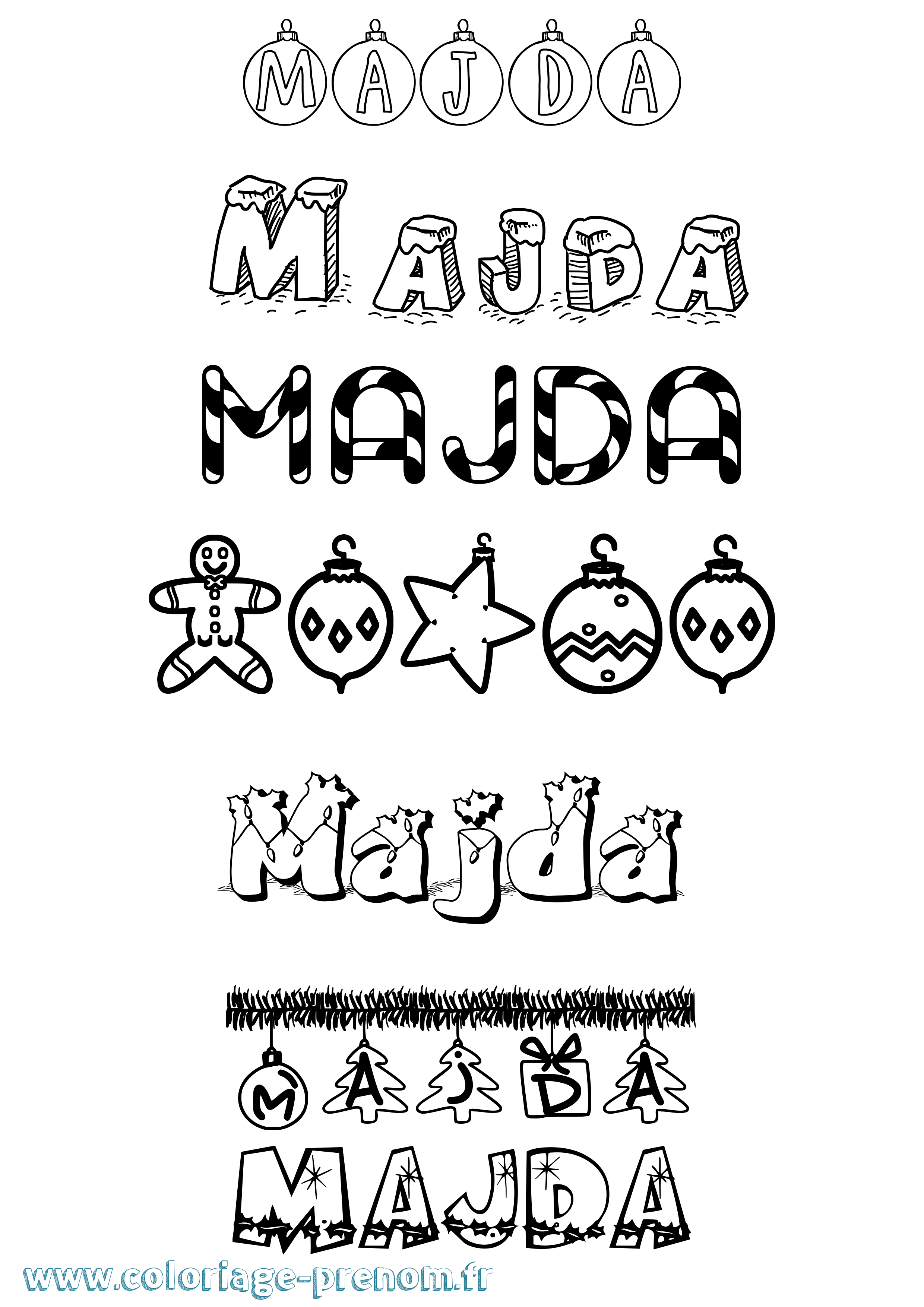 Coloriage Majda Noël Coloriage prénom Majda Noël