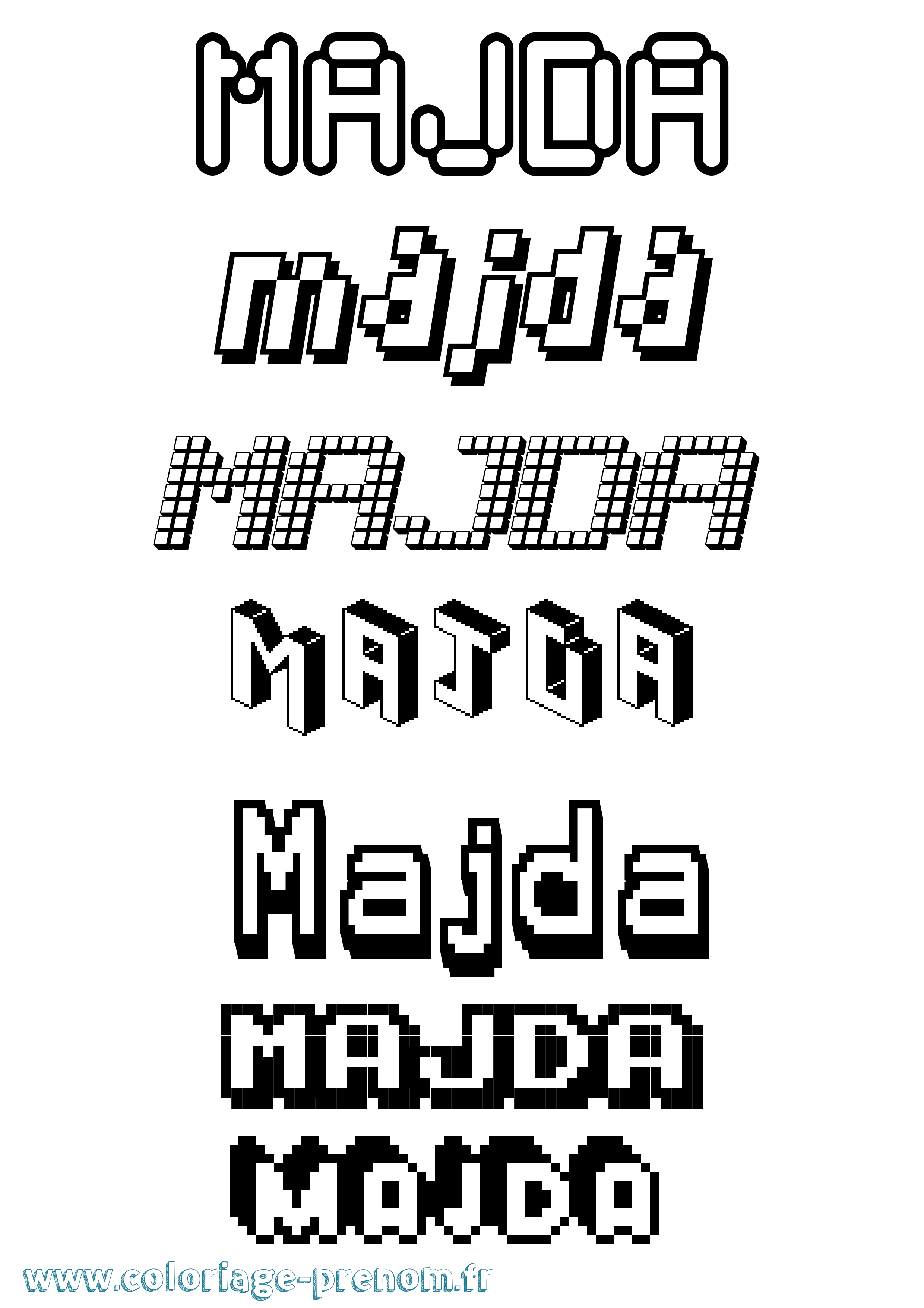 Coloriage prénom Majda Pixel