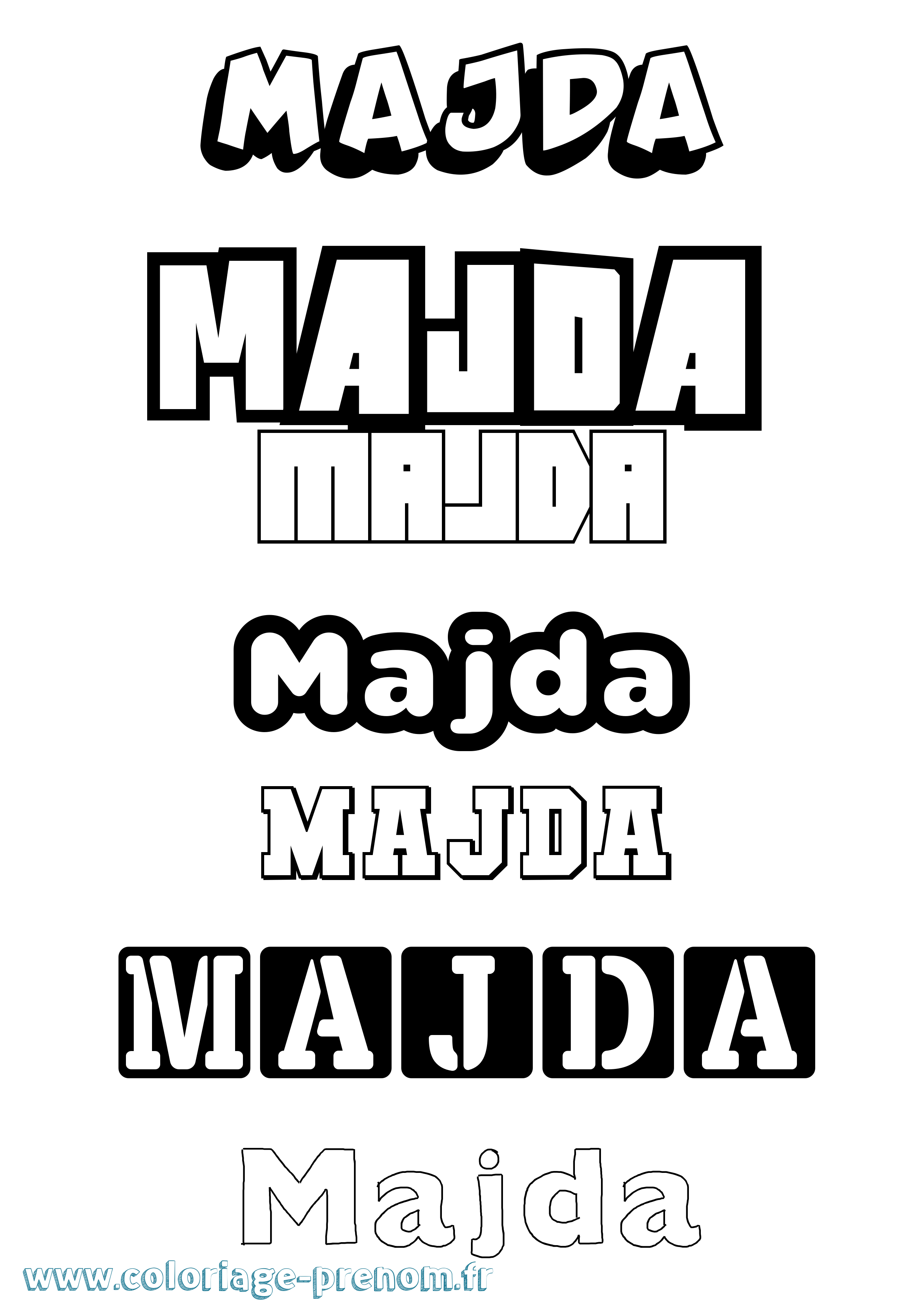 Coloriage prénom Majda Simple