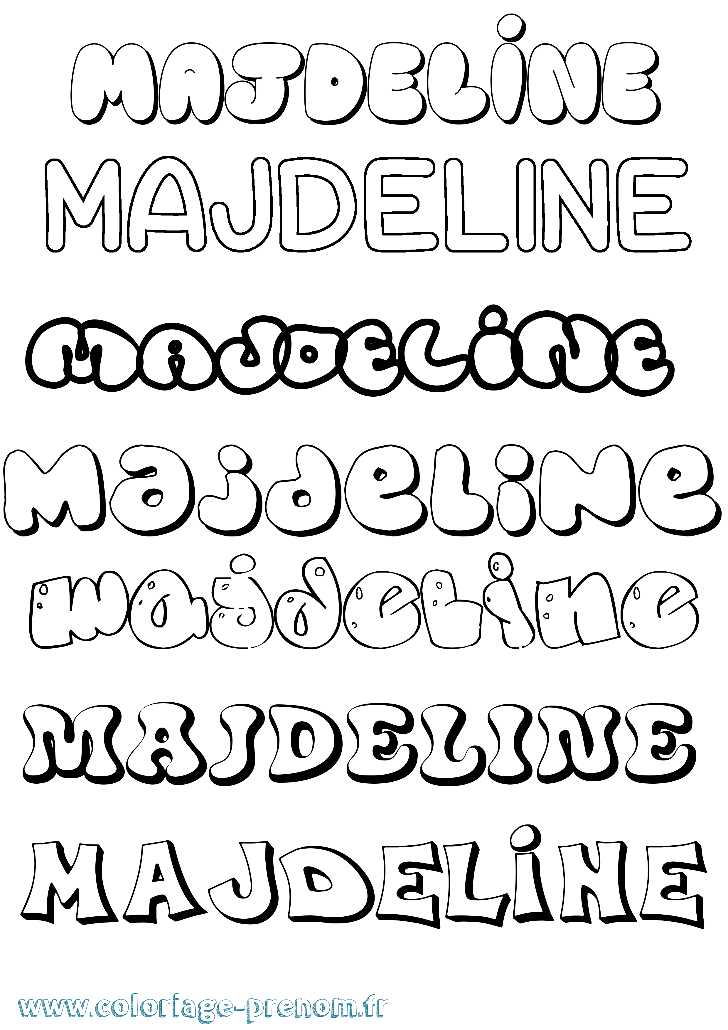 Coloriage prénom Majdeline Bubble