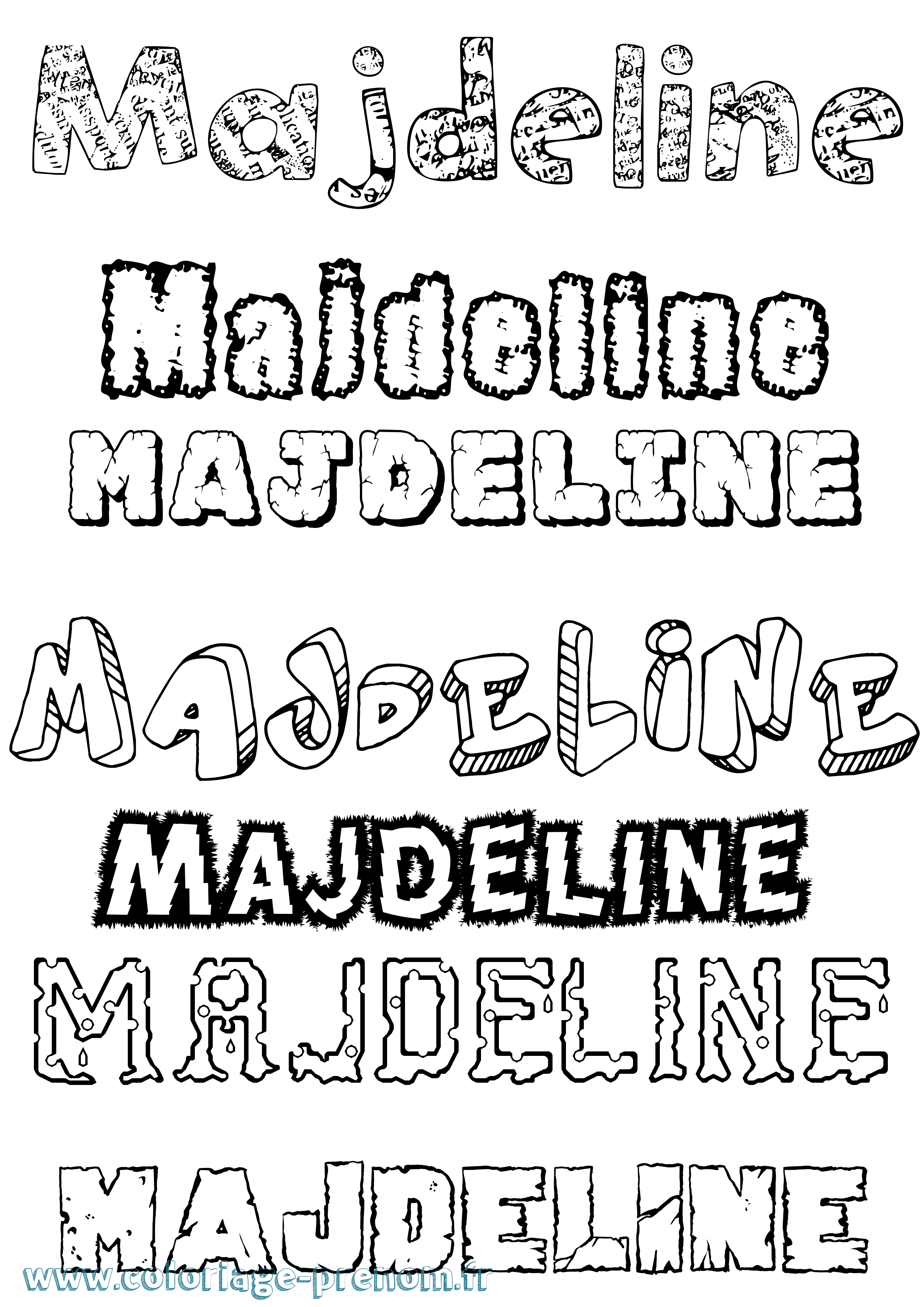 Coloriage prénom Majdeline Destructuré