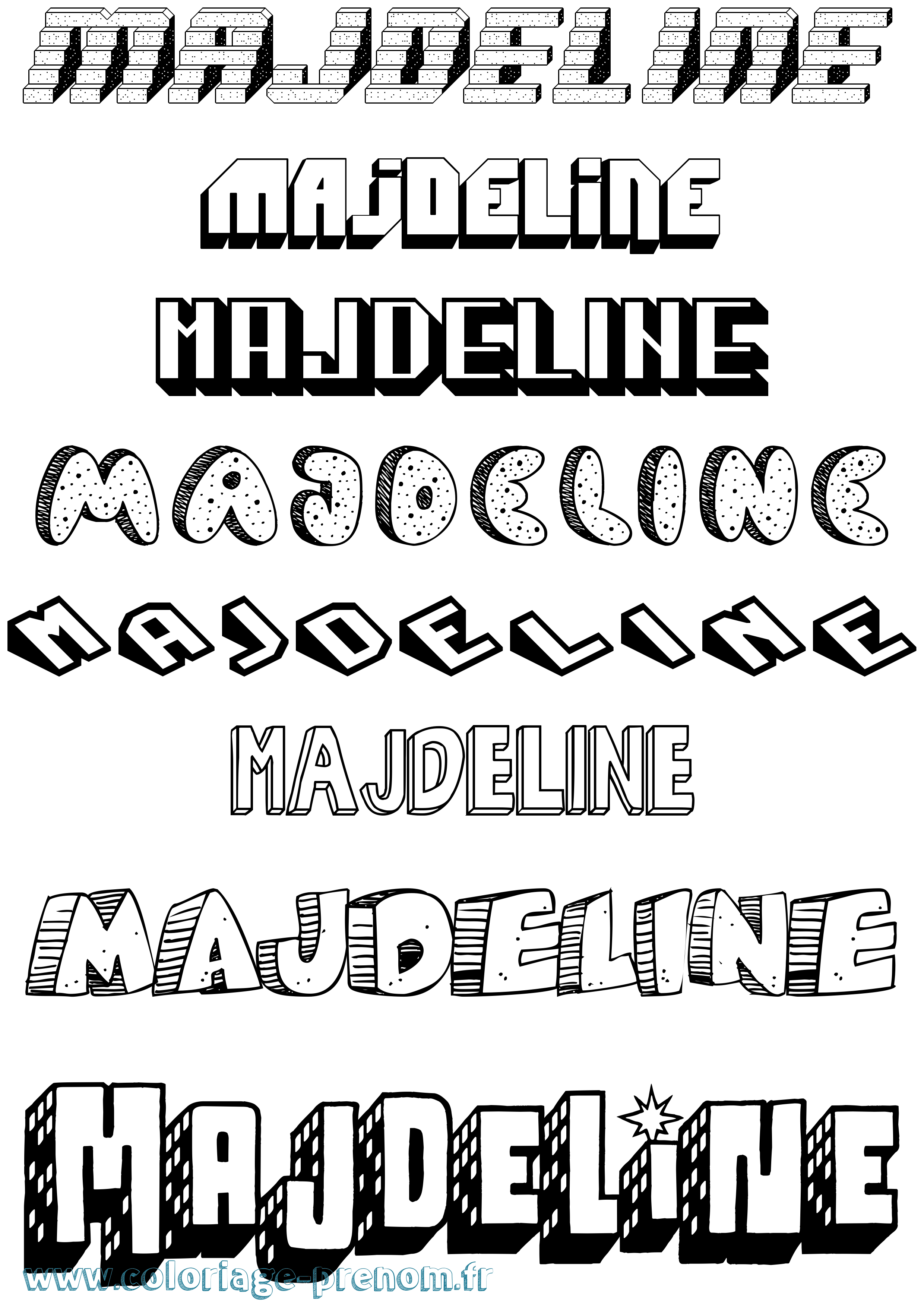 Coloriage prénom Majdeline Effet 3D