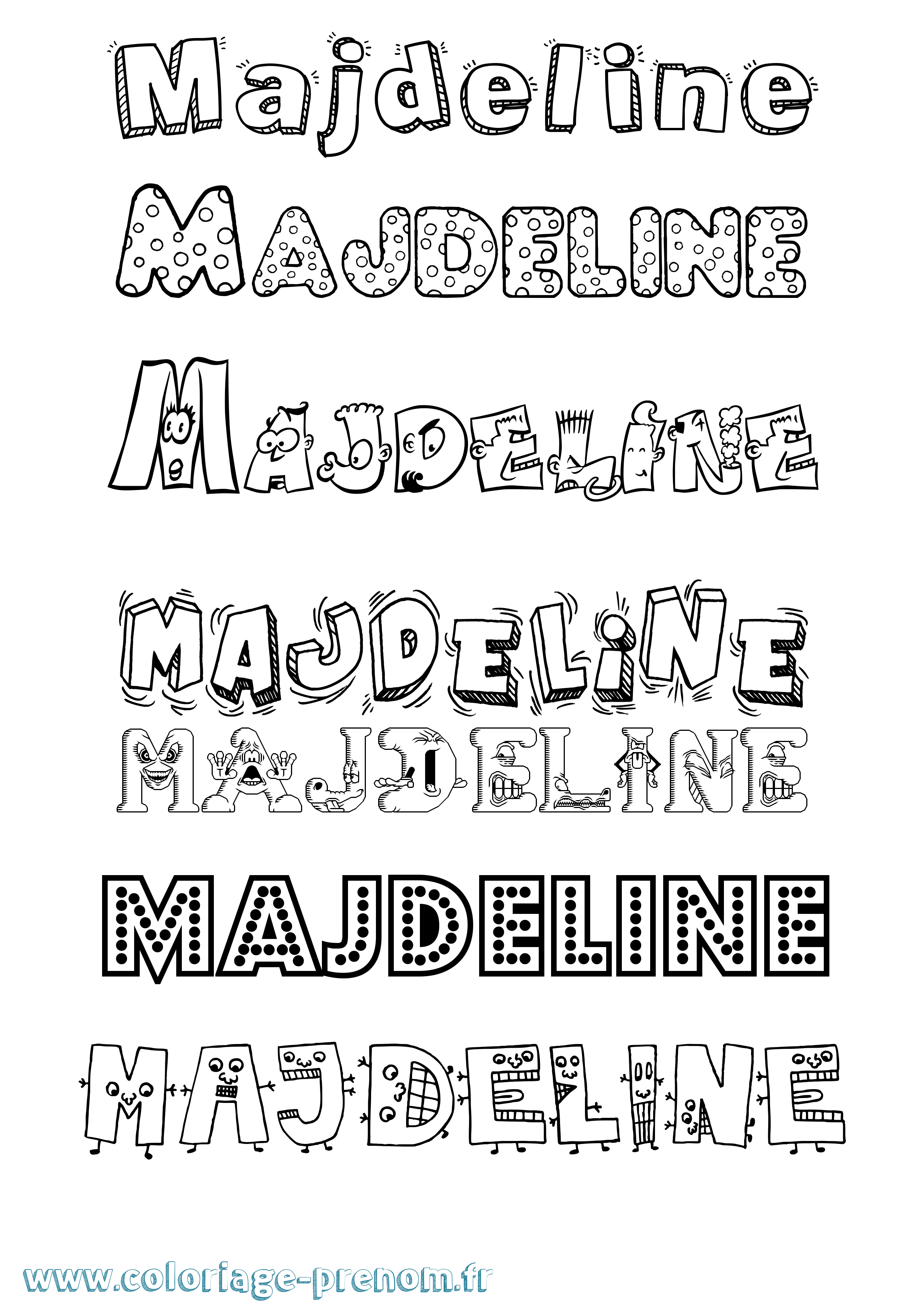 Coloriage prénom Majdeline Fun