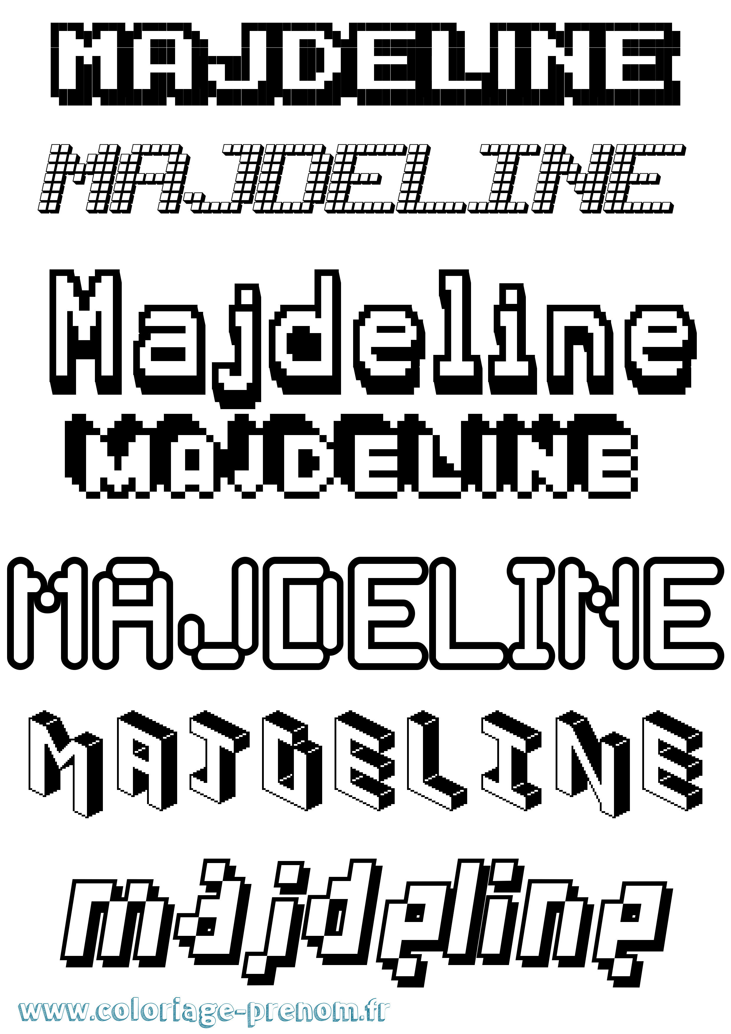 Coloriage prénom Majdeline Pixel