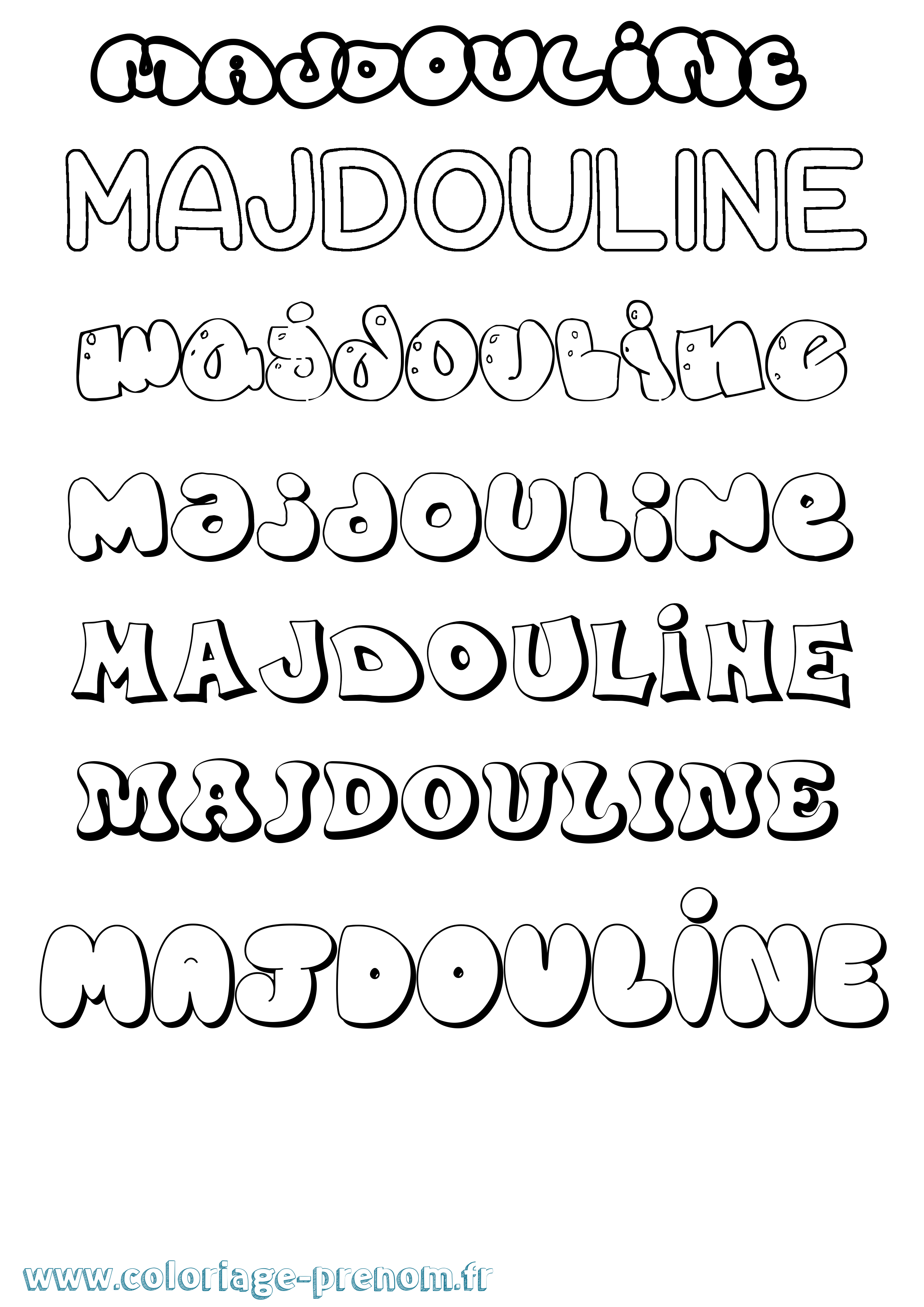 Coloriage Majdouline Bubble Coloriage prénom Majdouline Bubble