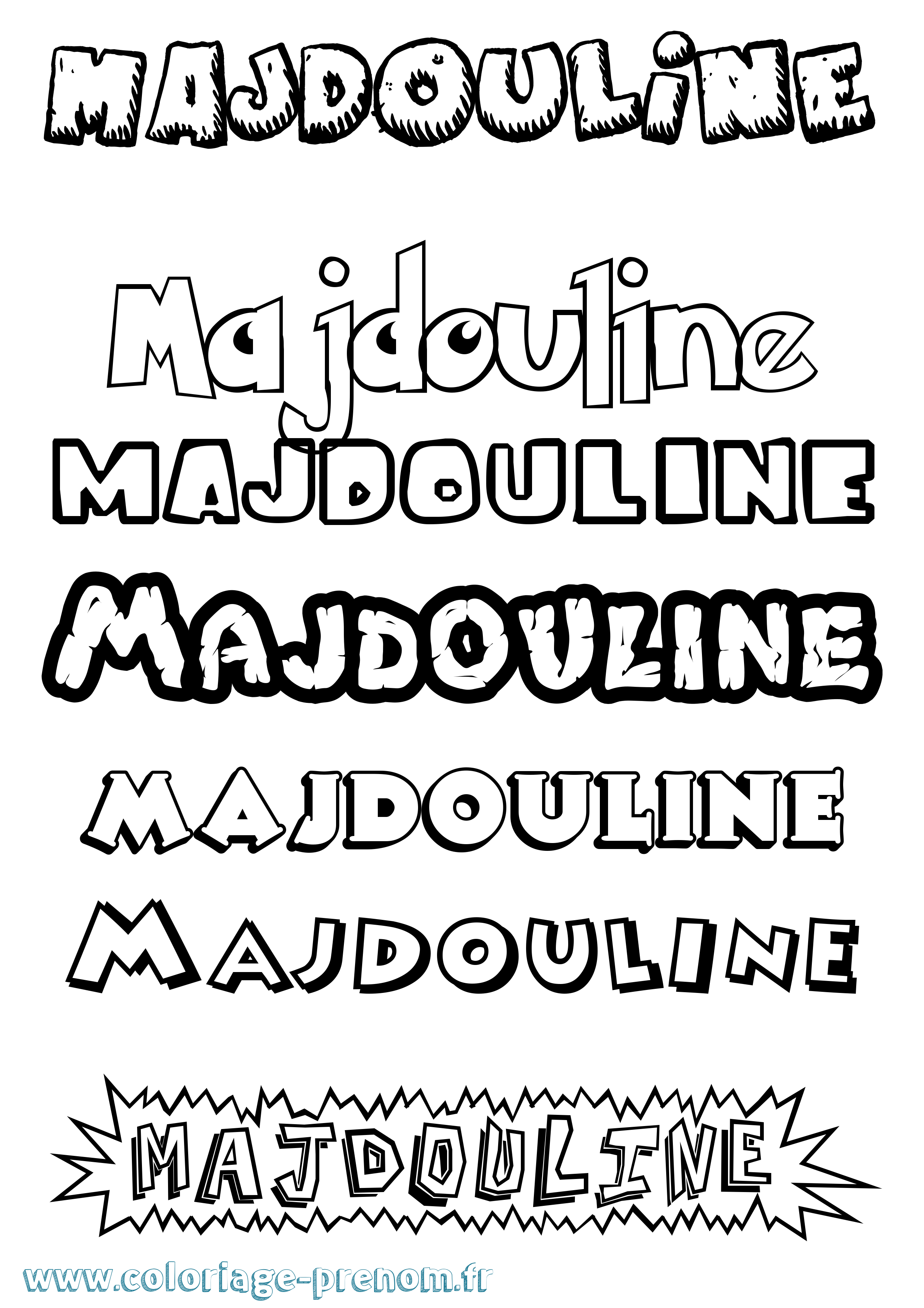 Coloriage Majdouline Dessin Animé Coloriage prénom Majdouline Dessin Animé