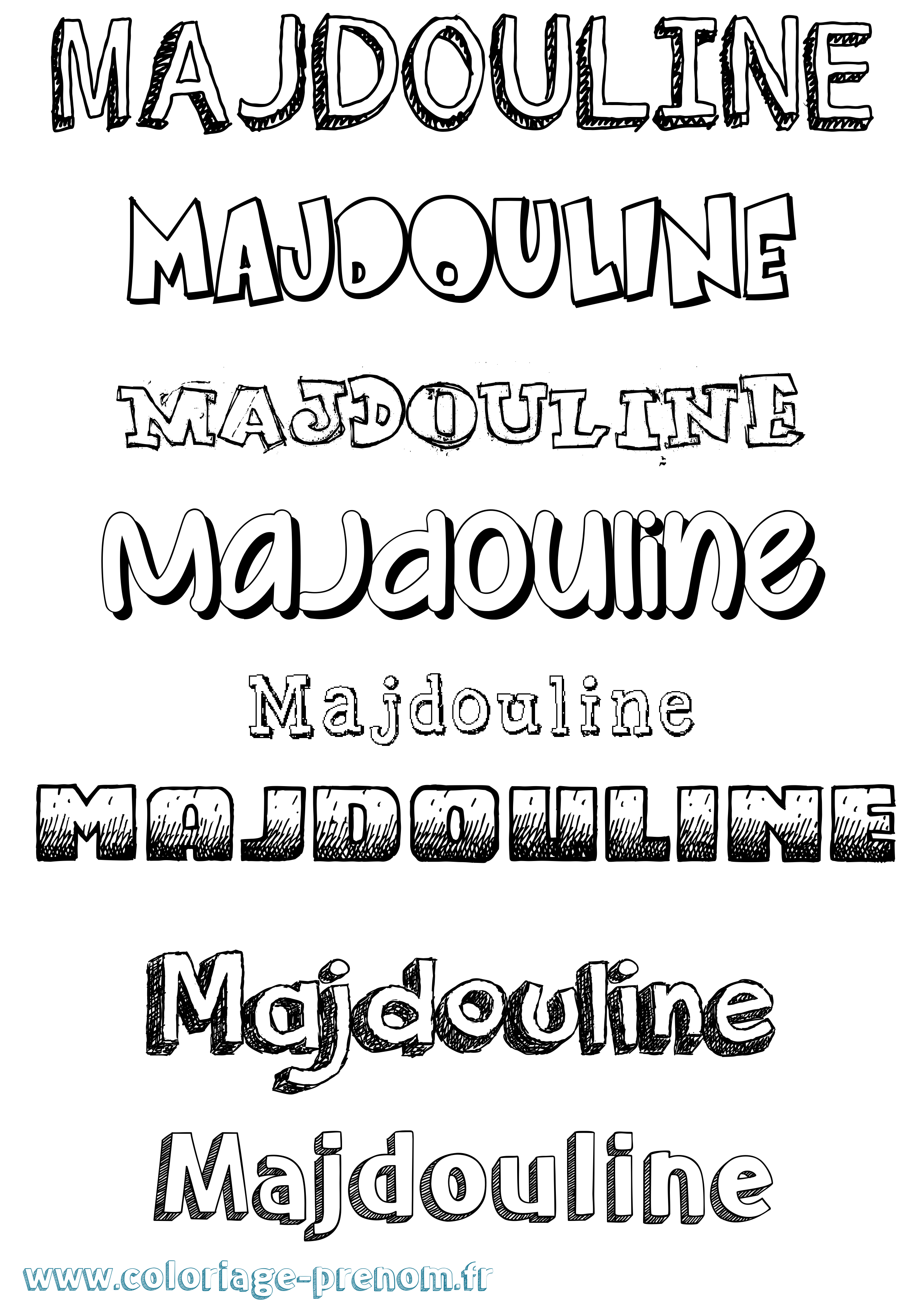 Coloriage Majdouline Dessiné Coloriage prénom Majdouline Dessiné