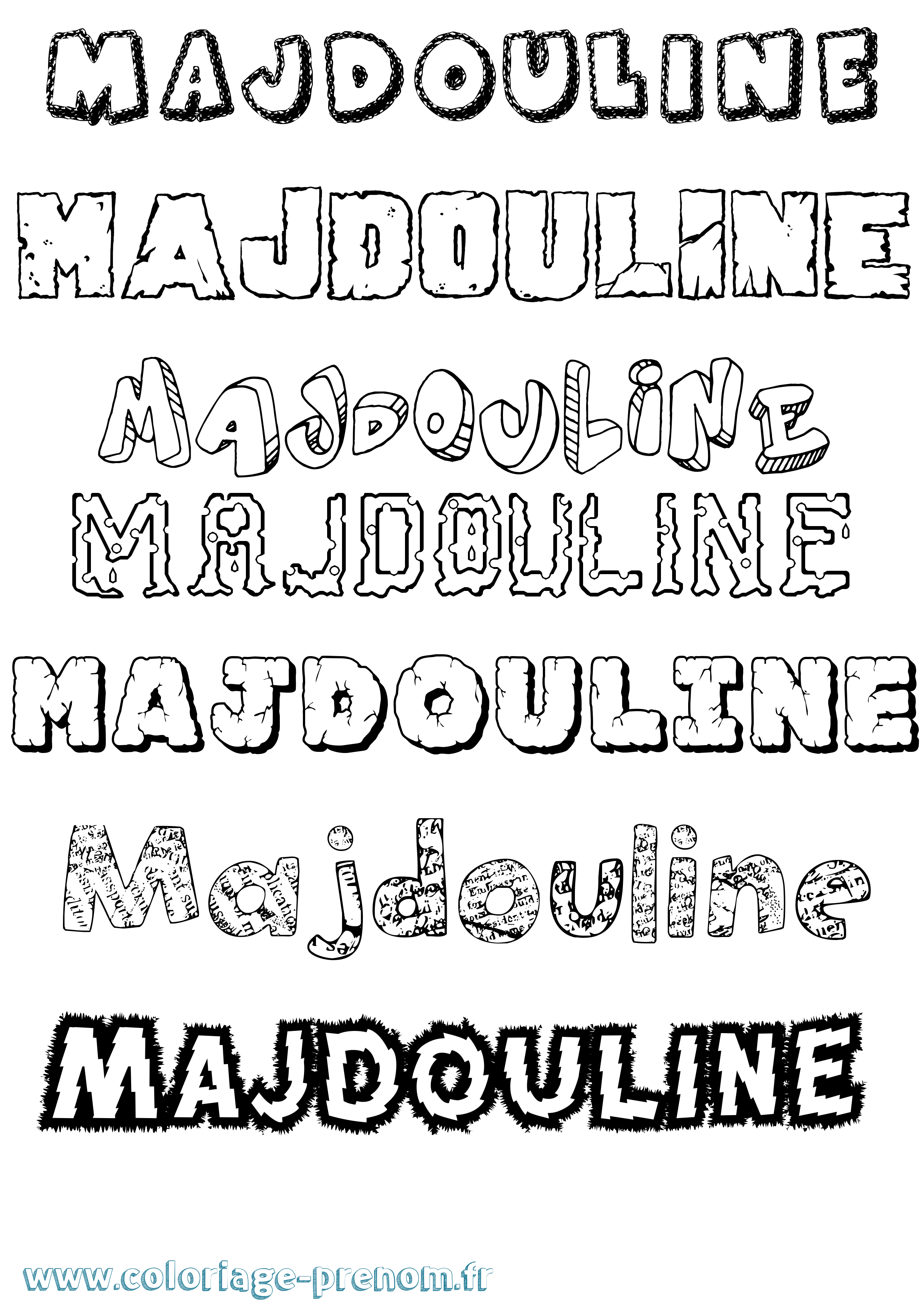 Coloriage prénom Majdouline Destructuré