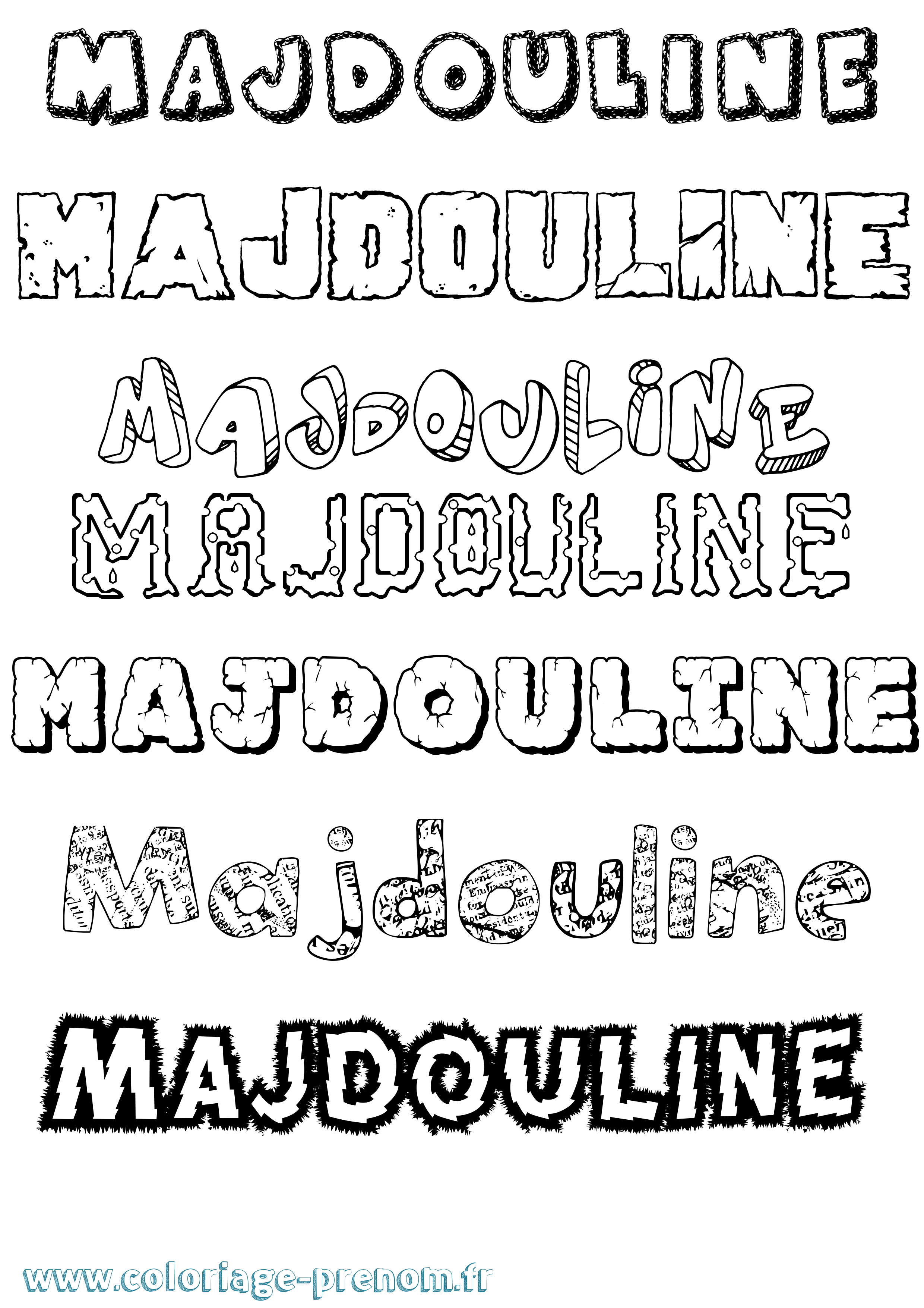 Coloriage Majdouline Destructuré Coloriage prénom Majdouline Destructuré