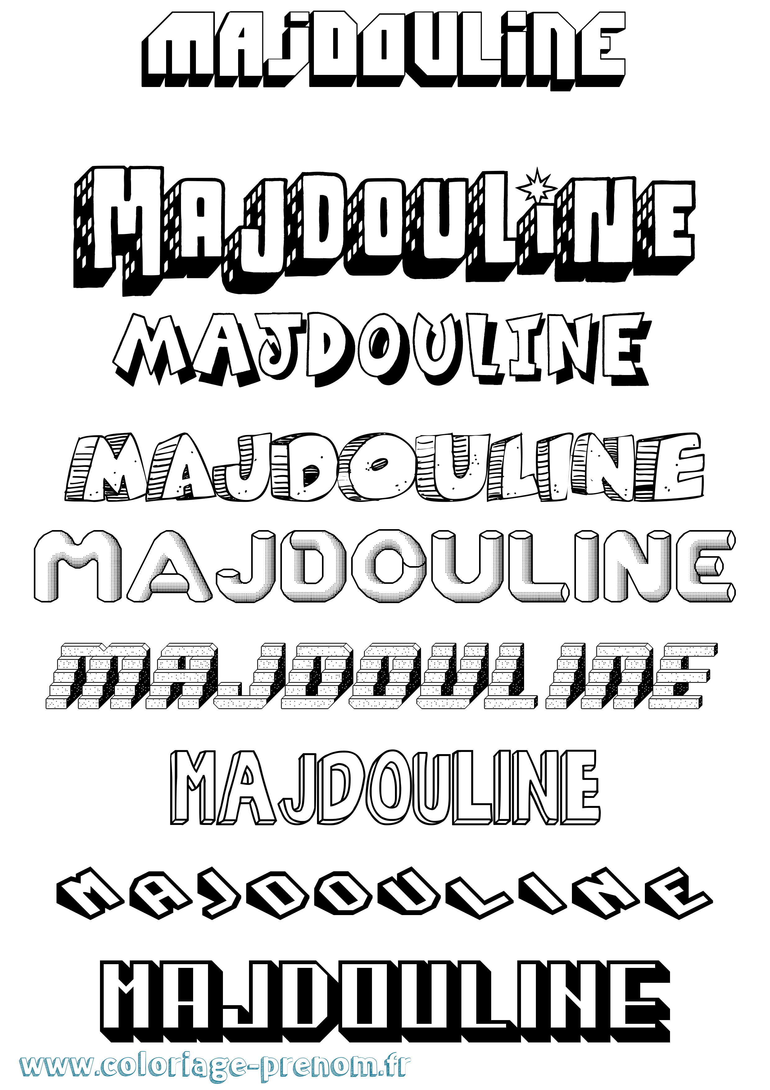 Coloriage Majdouline Effet 3D Coloriage prénom Majdouline Effet 3D