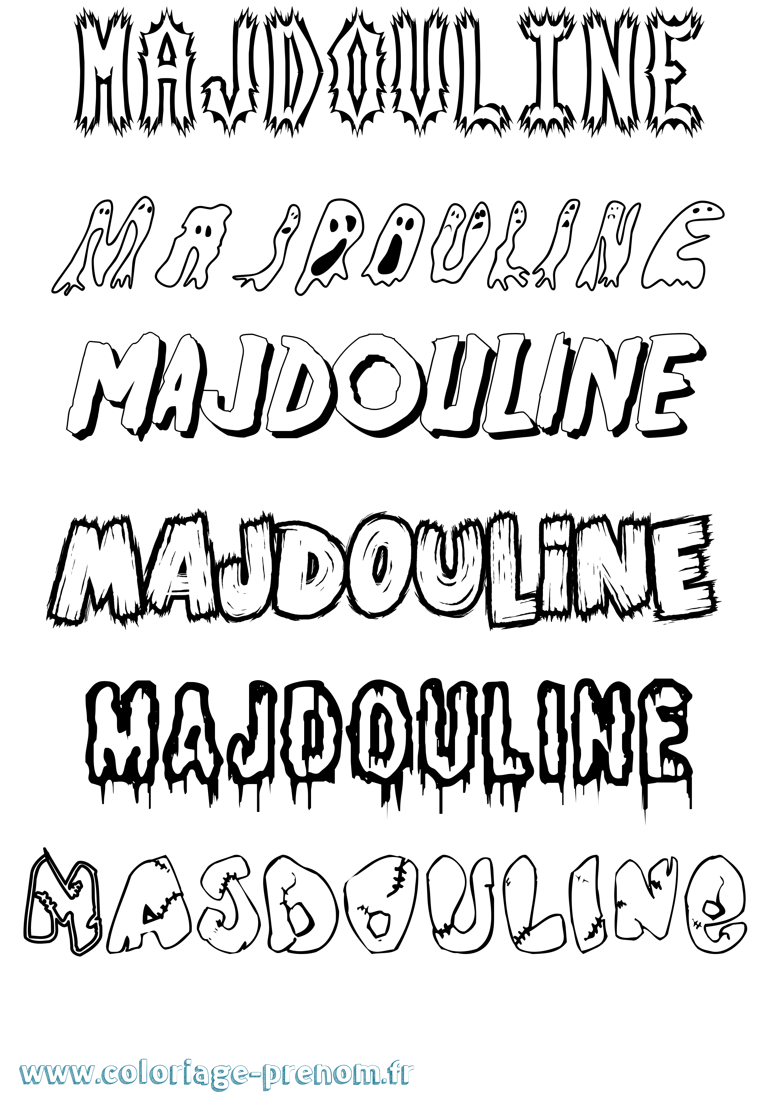 Coloriage prénom Majdouline Frisson