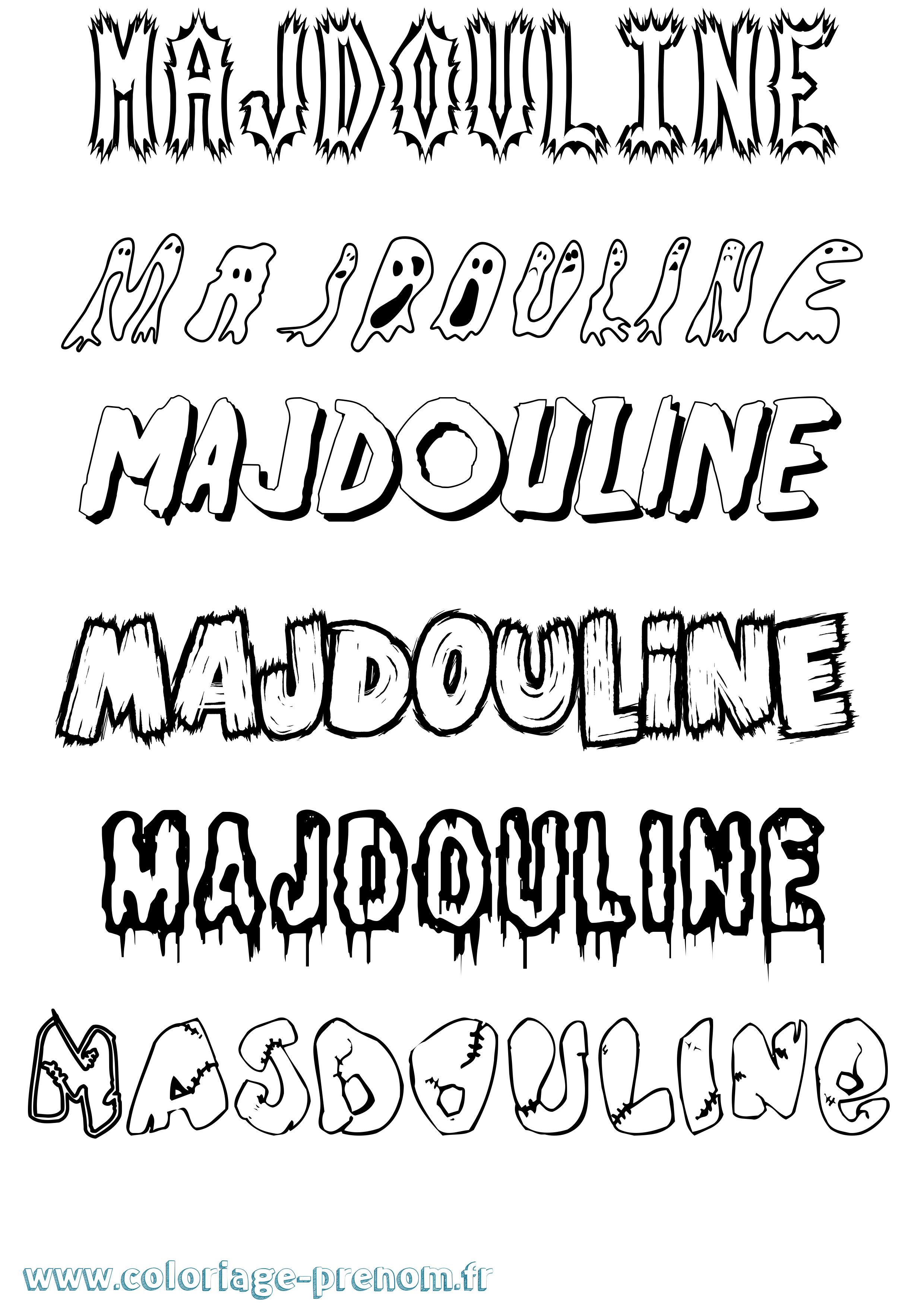 Coloriage Majdouline Frisson Coloriage prénom Majdouline Frisson