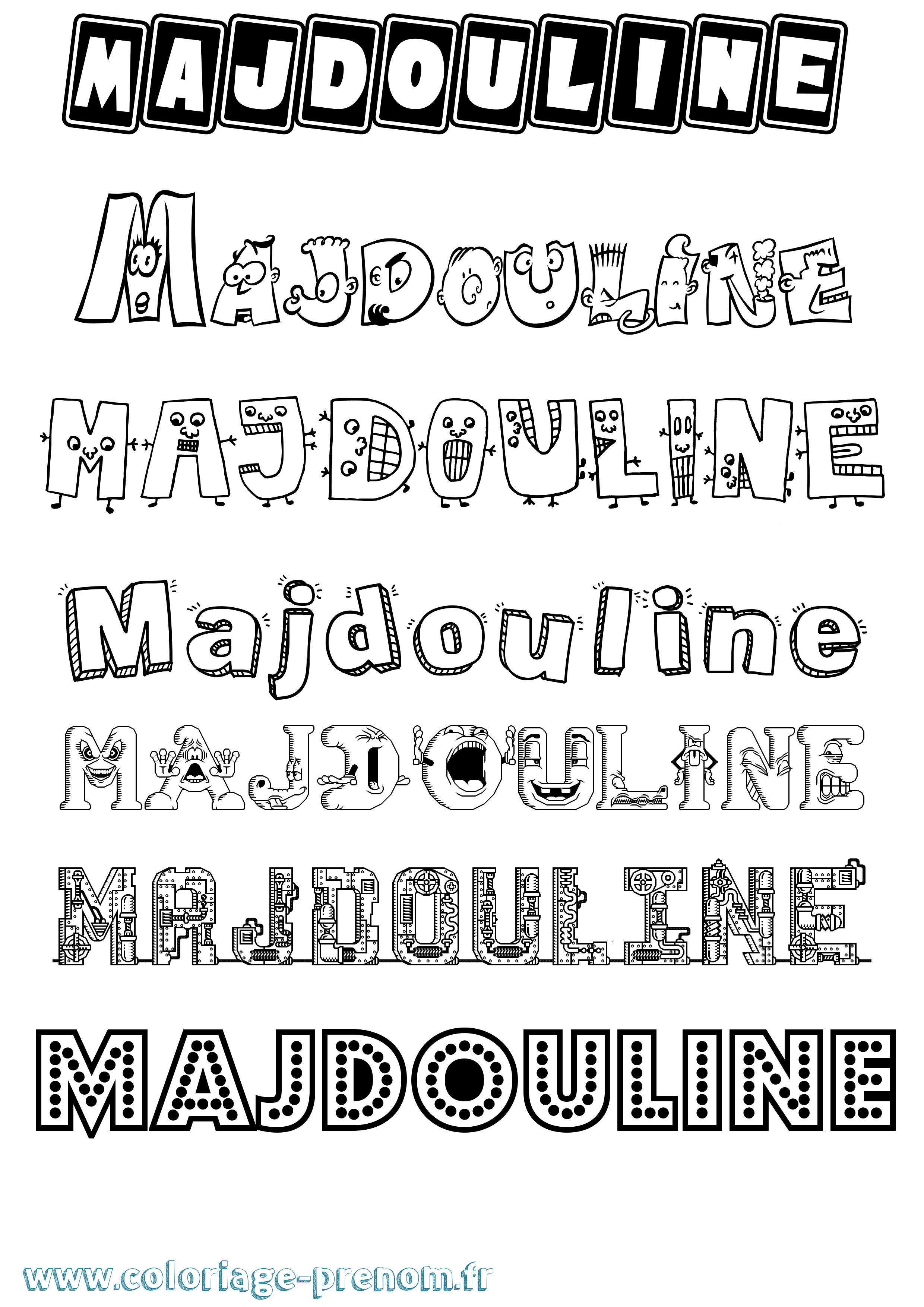 Coloriage prénom Majdouline Fun