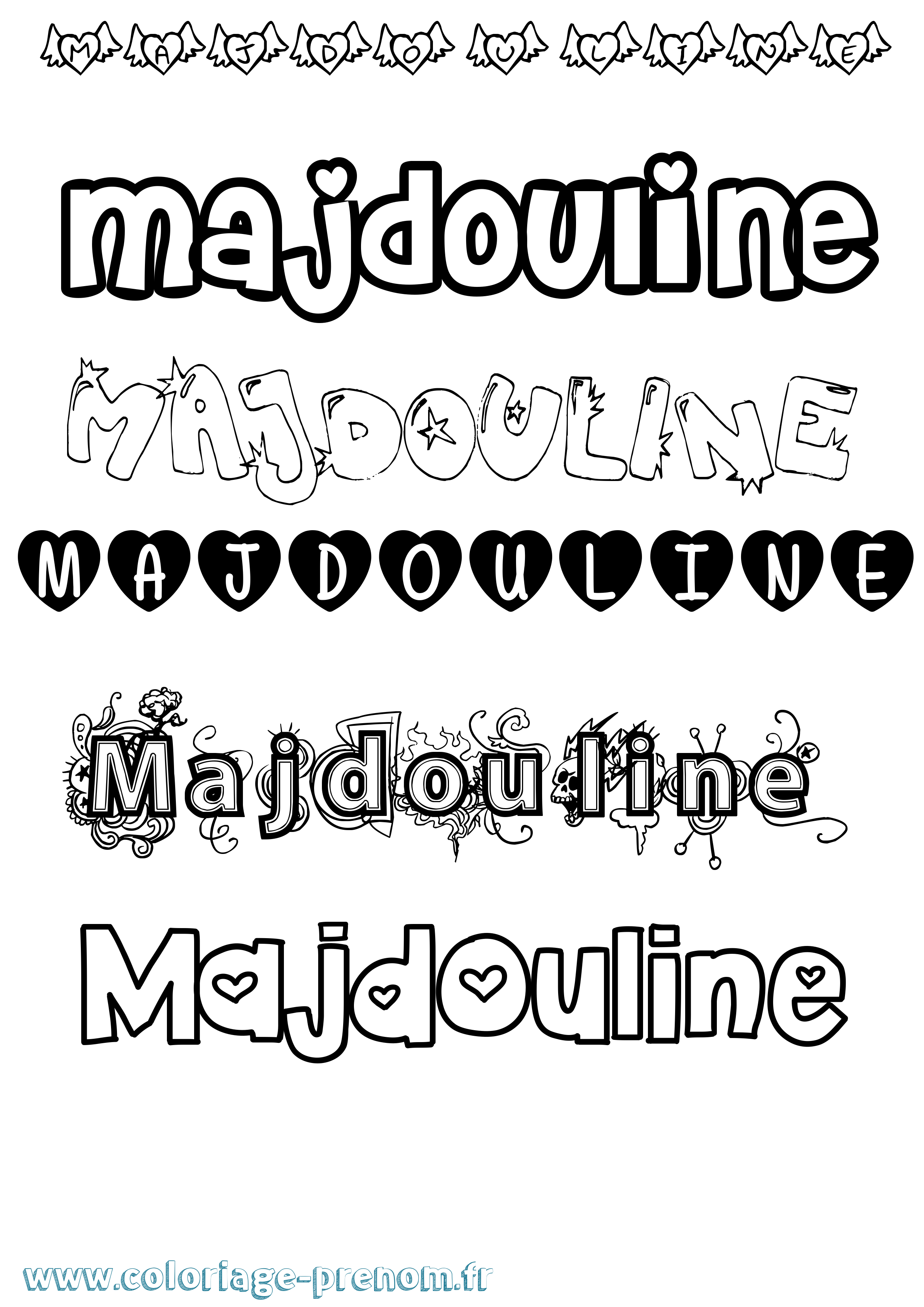 Coloriage prénom Majdouline Girly