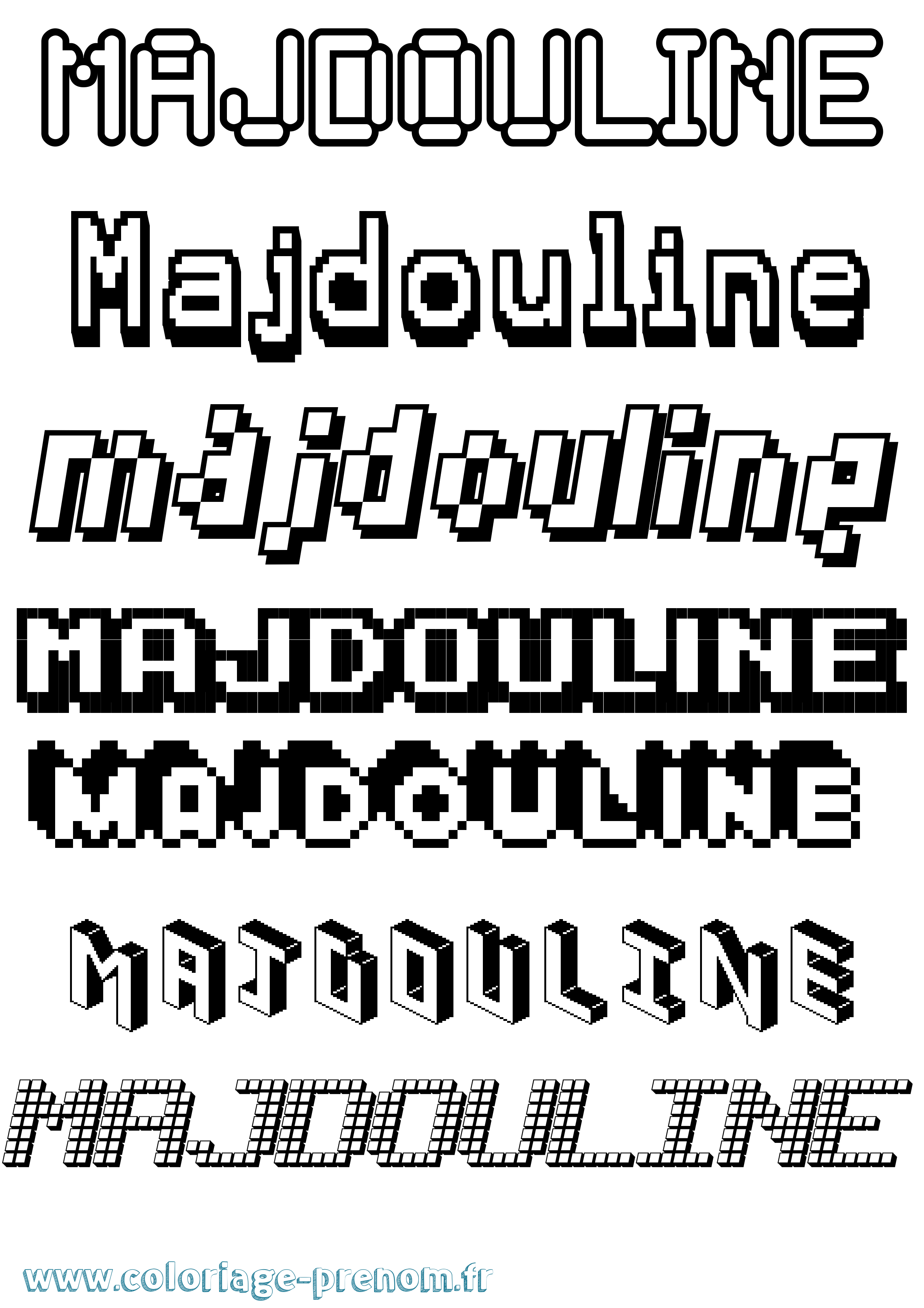 Coloriage prénom Majdouline Pixel